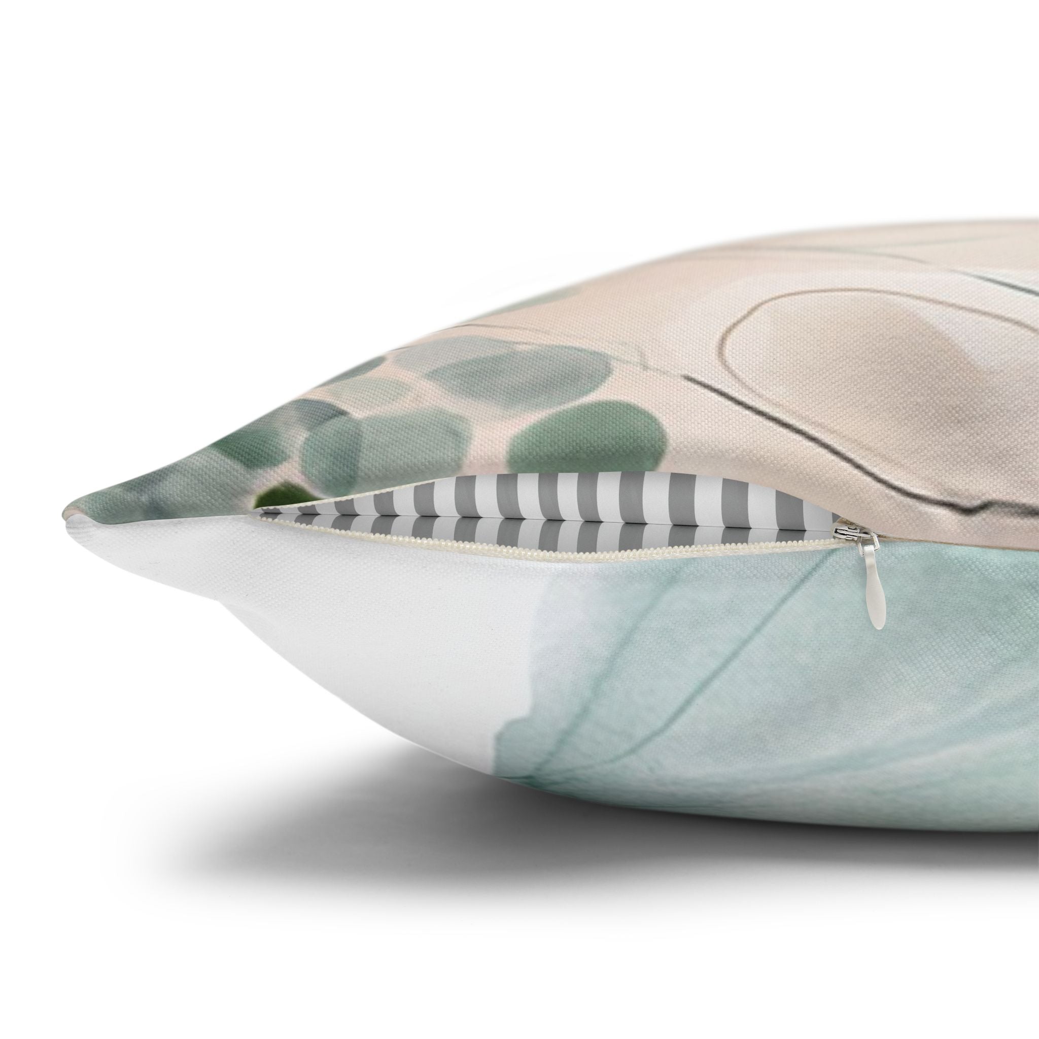 Japandi Throw Pillow Cover | Green Blush