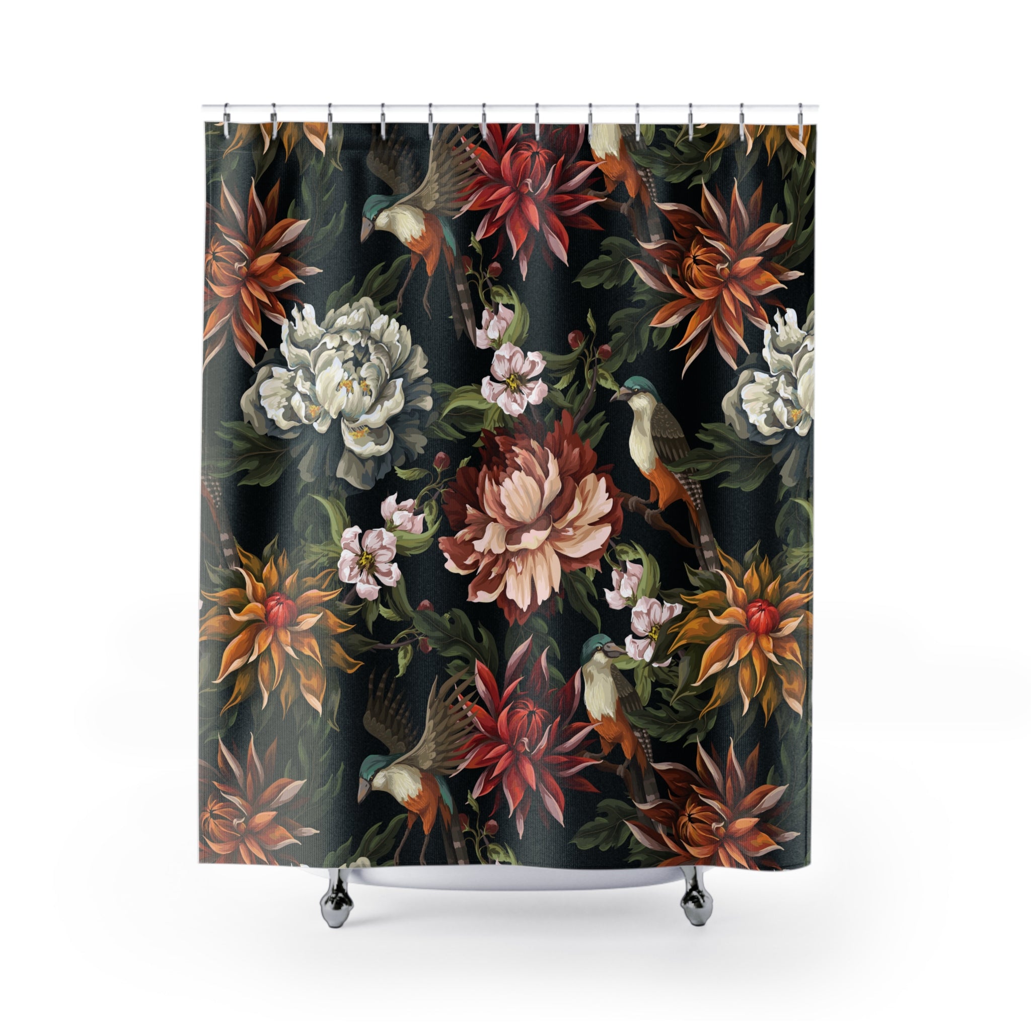 Floral Shower Curtain | Moody Forest Bathroom Decor