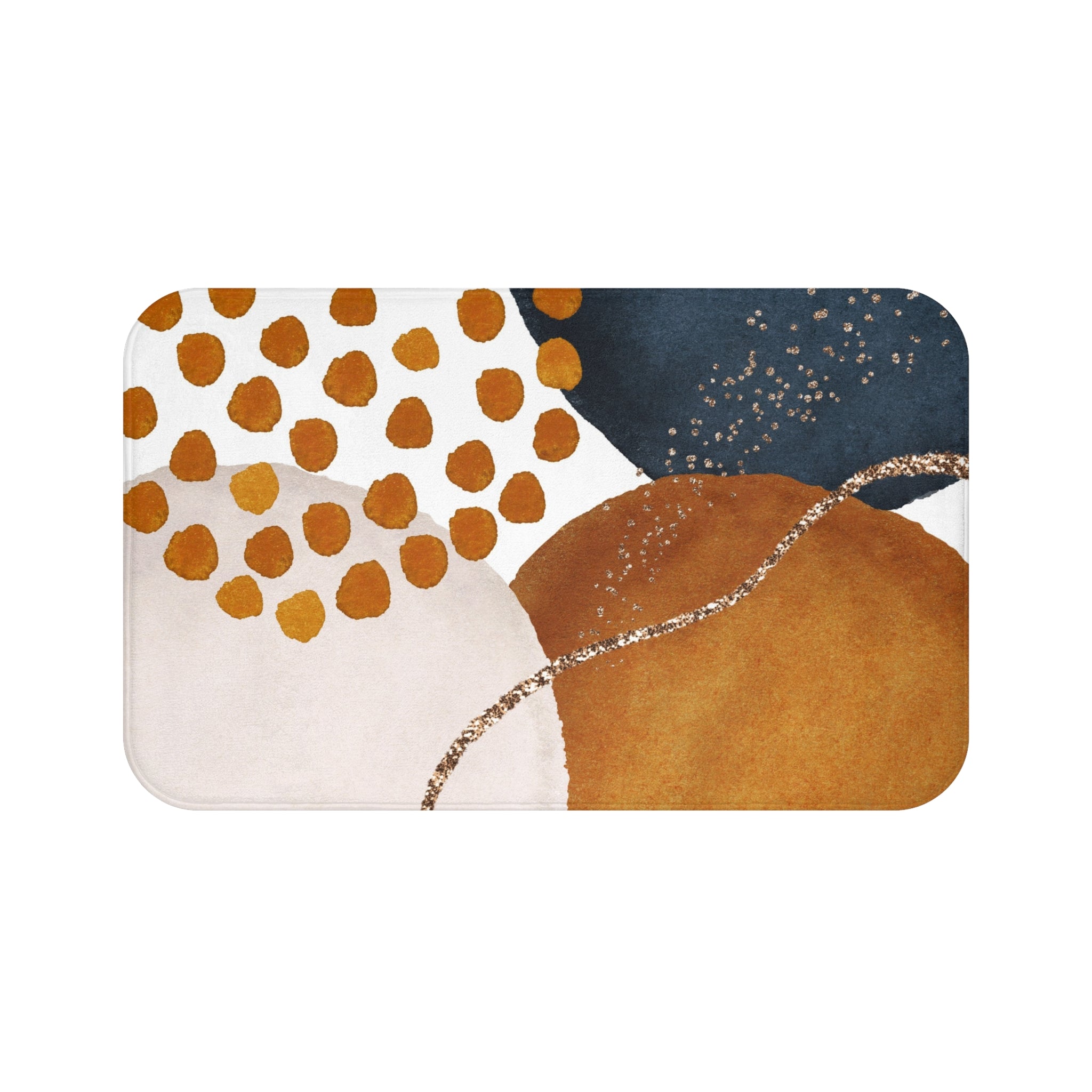 Abstract Bath, Kitchen Mat | Burnt Orange, Navy Beige