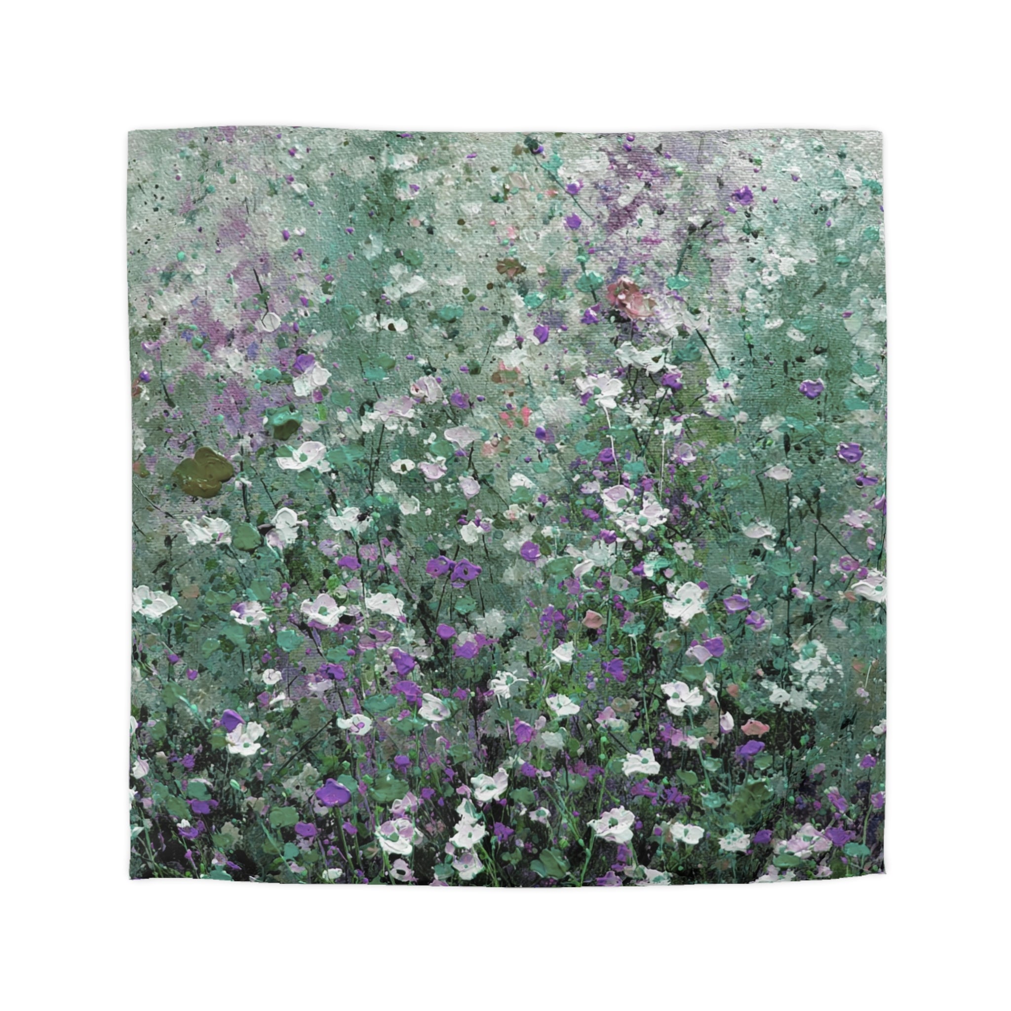 Floral Duvet, Pillow Cover | Green Purple Bedroom Decor