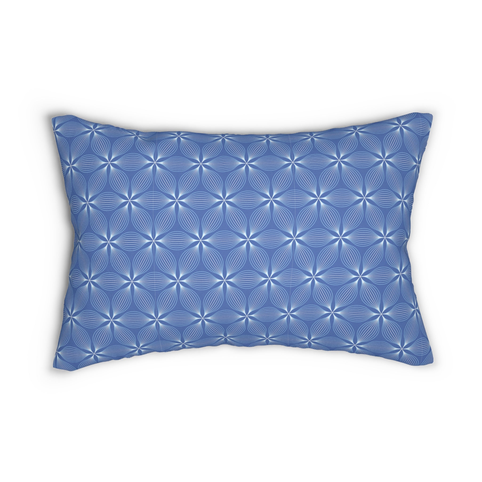 Abstract Pattern Lumbar Pillow | Indigo Blue White