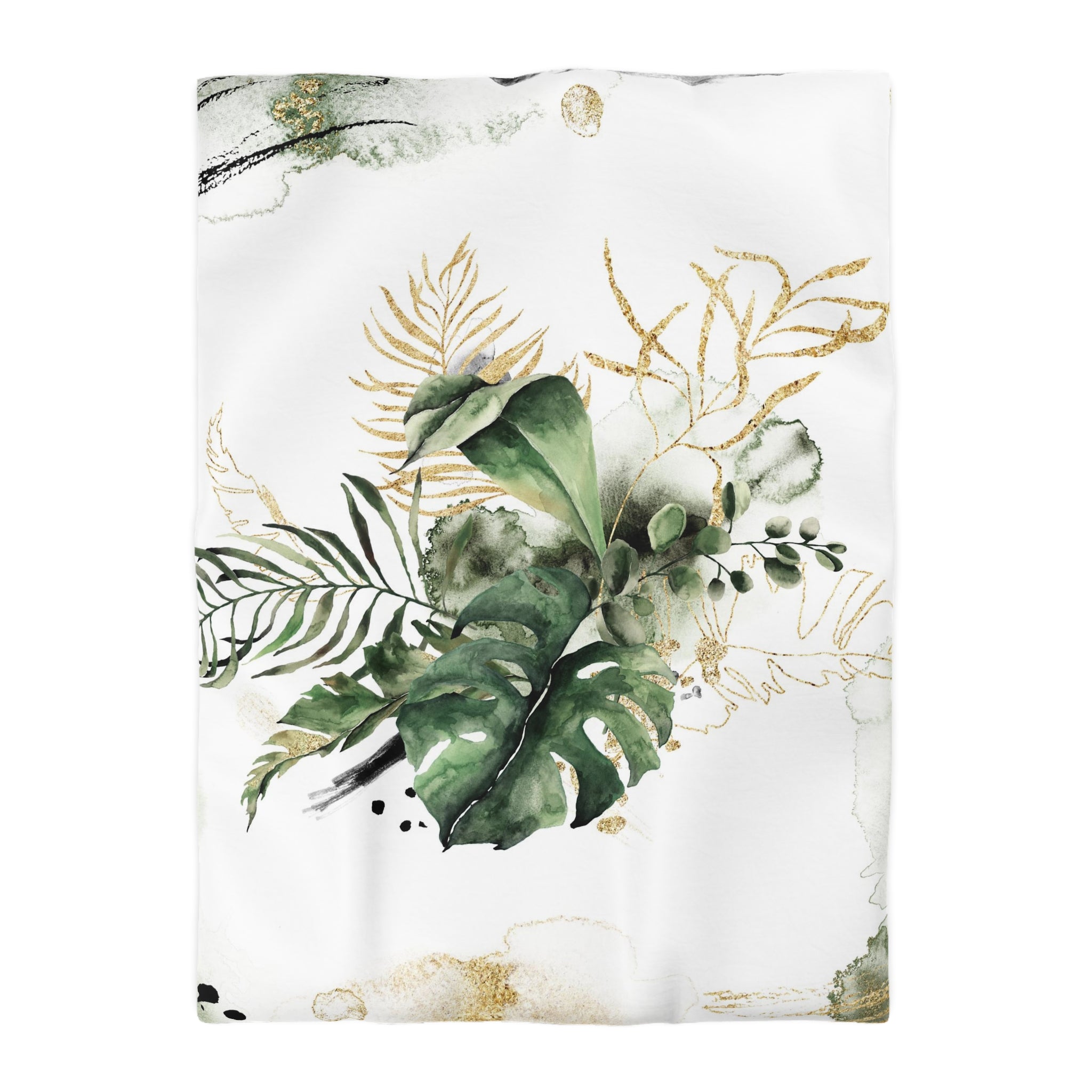 Jungle Floral Duvet, Pillow Cover | Sage Green White Monstera Bedroom Decor