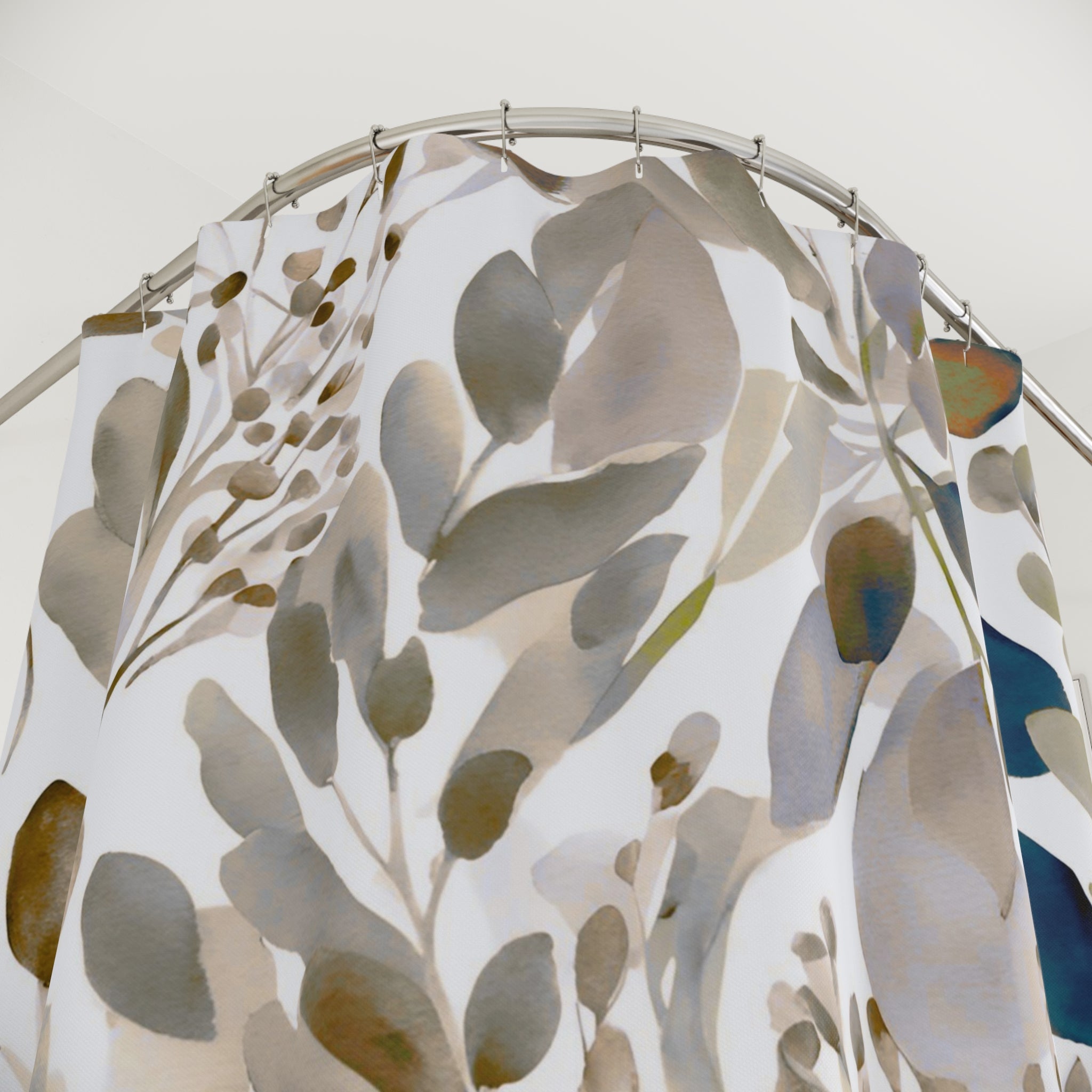 Boho Abstract Leaves Shower Curtain | Earthy Neutral Watercolor