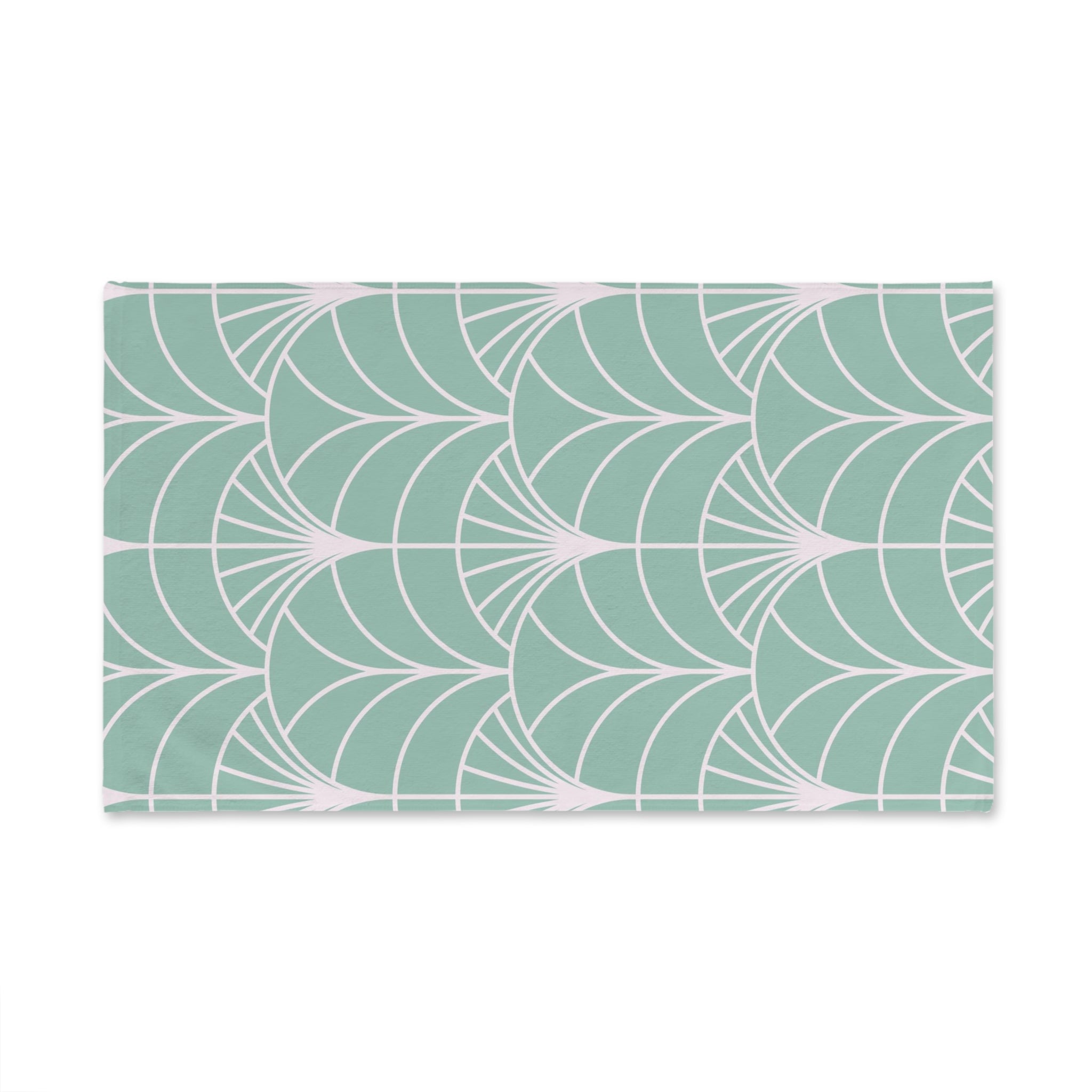 Boho Kitchen, Bath Hand Towel | Art Deco Mint Green White