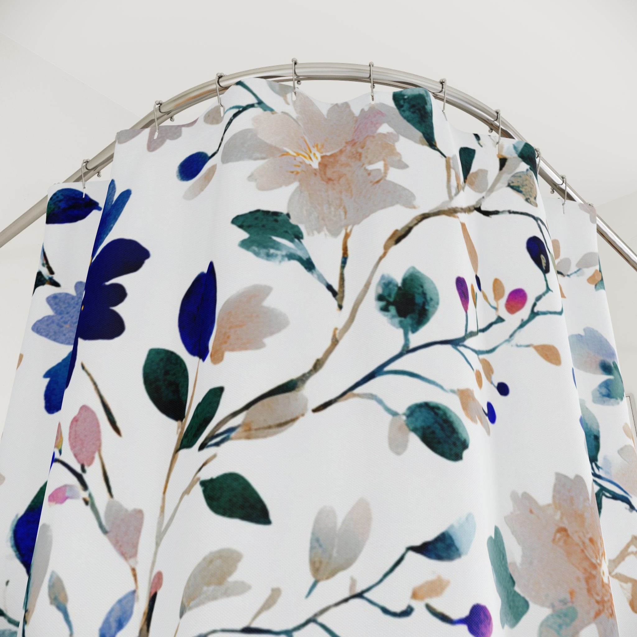 Boho Abstract Shower Curtain | Floral Watercolor