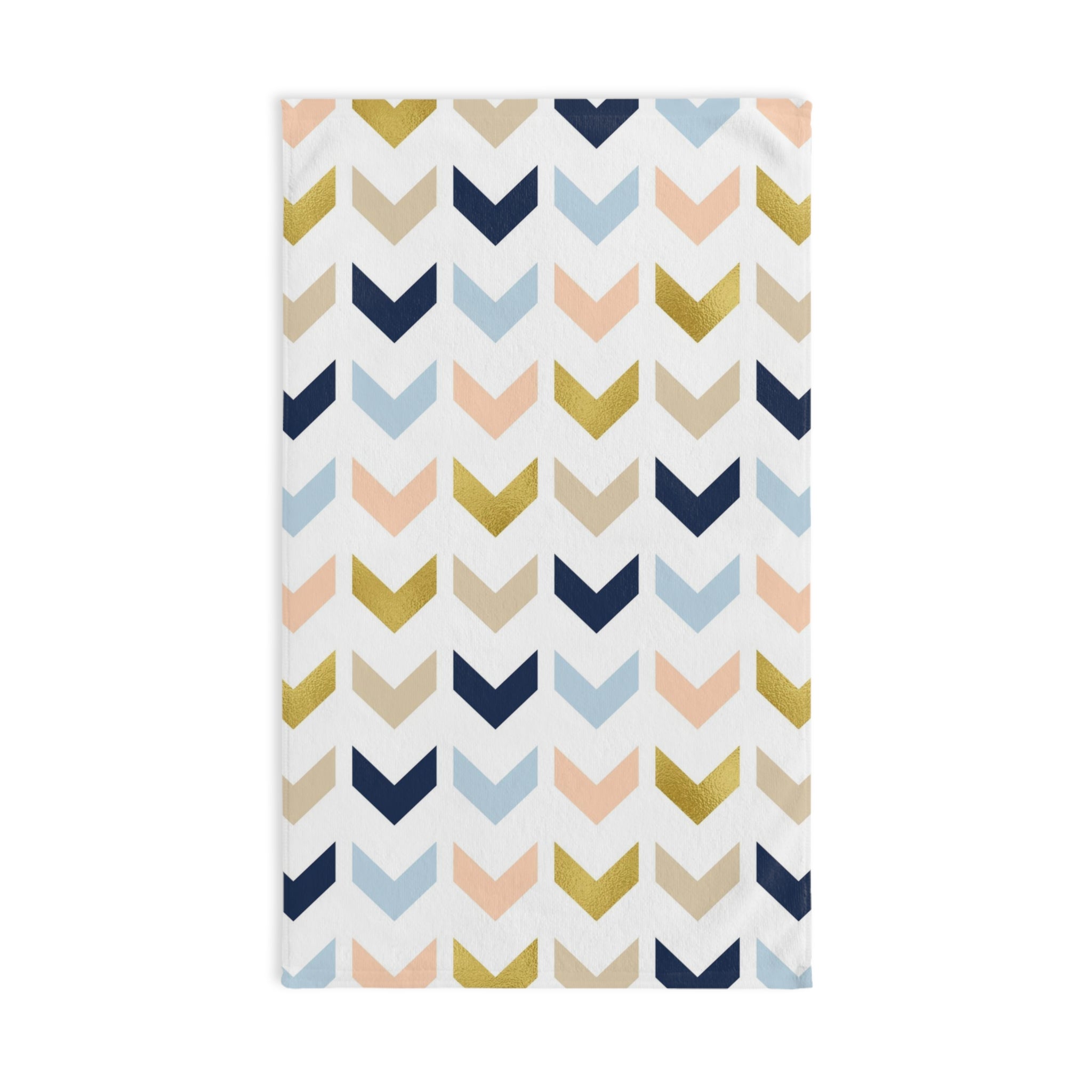 Abstract Kitchen, Bath Hand Towel | Chevron Navy Blue, Beige Arrows