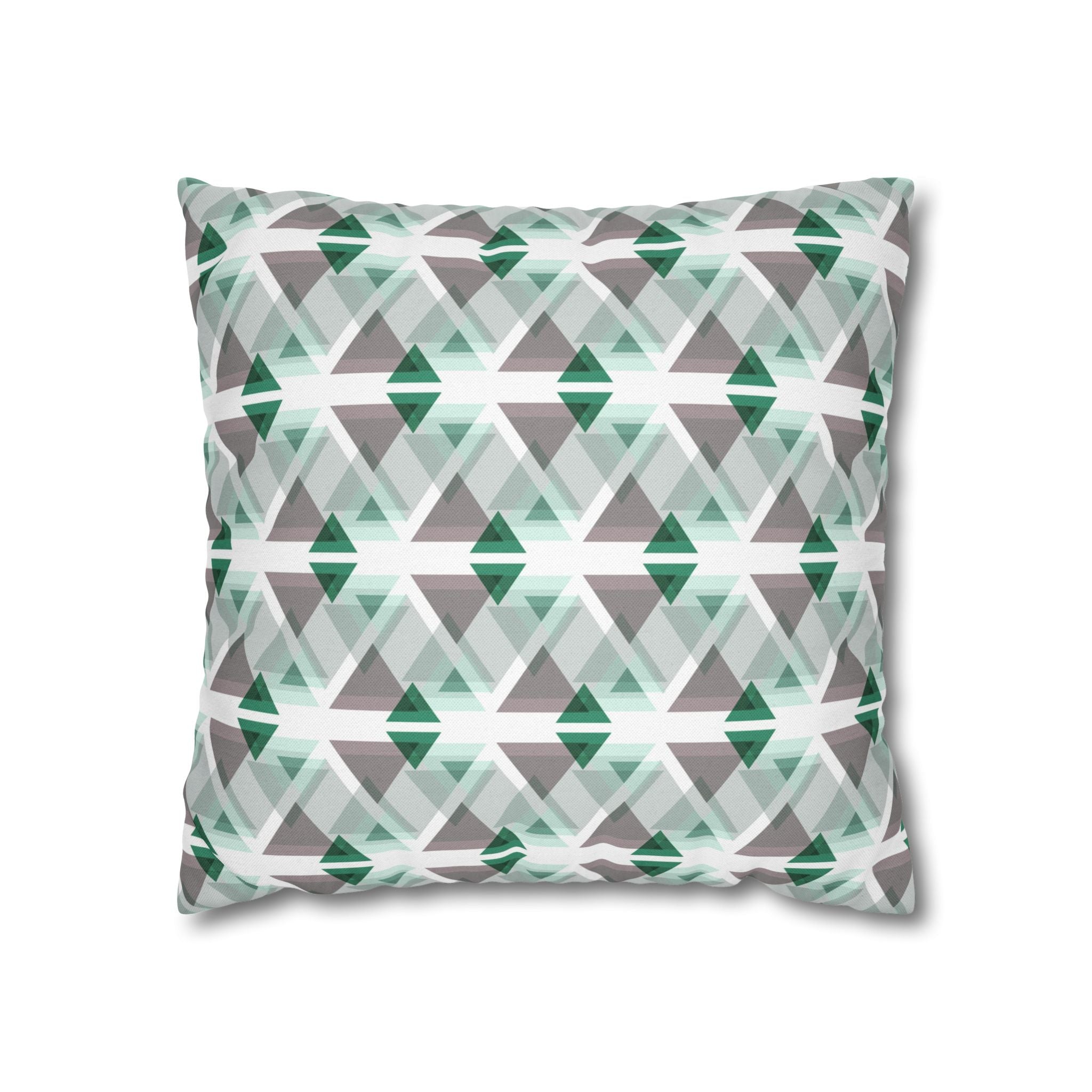 Abstract Pillow Cover | Geometric Green Grey White Pillowcase