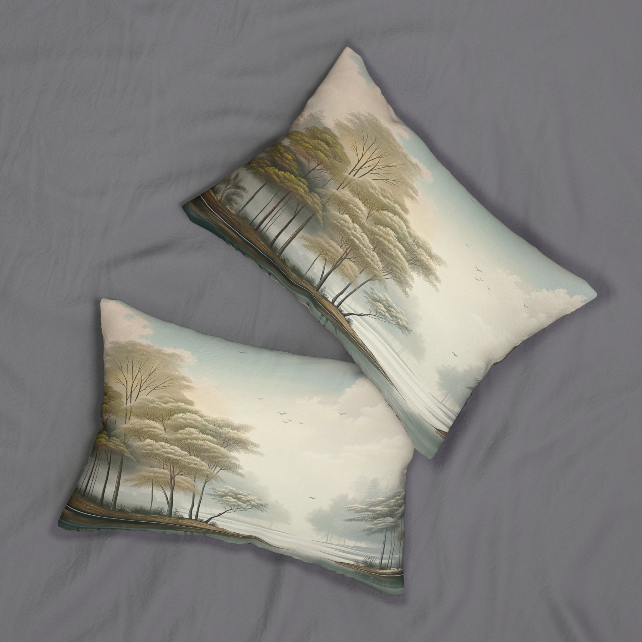 Nature Lumbar Pillow | Blue Sky, Sage Green, Ivory Tree