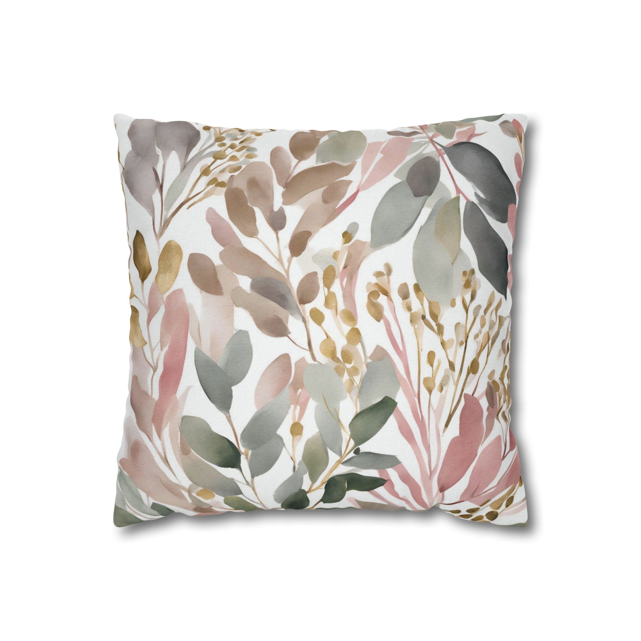 a square pillow with a floral print design.
