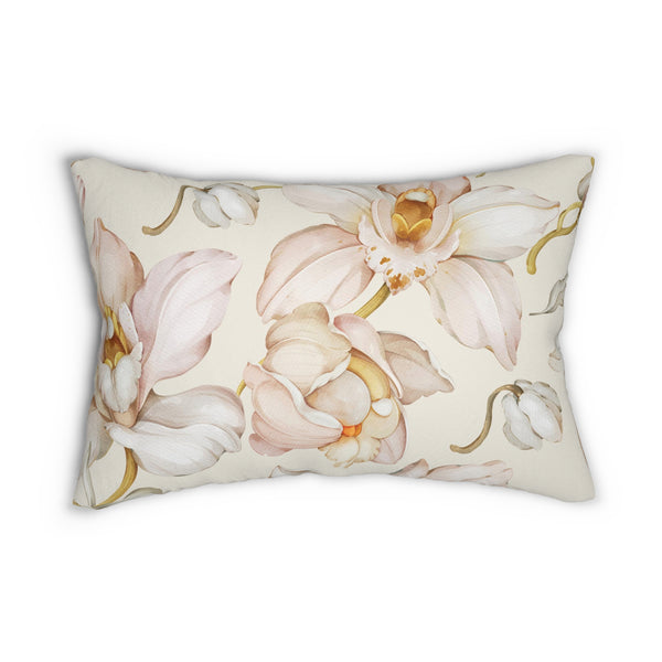 Floral Lumbar Pillow | Blush Beige Pink