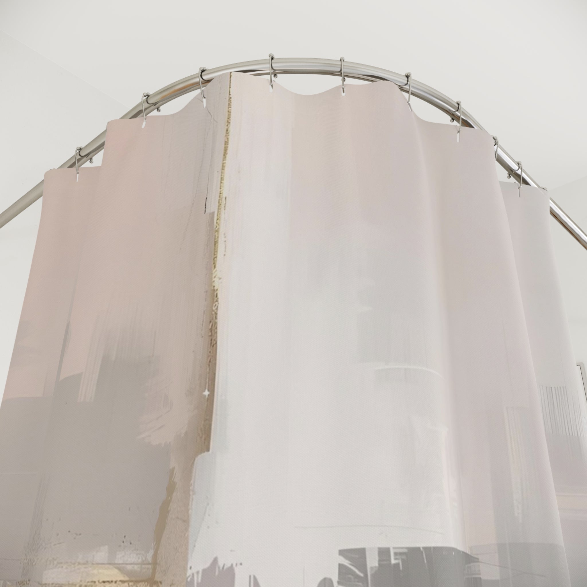 Boho Abstract Shower Curtain | Neutral Grey Blush Watercolor