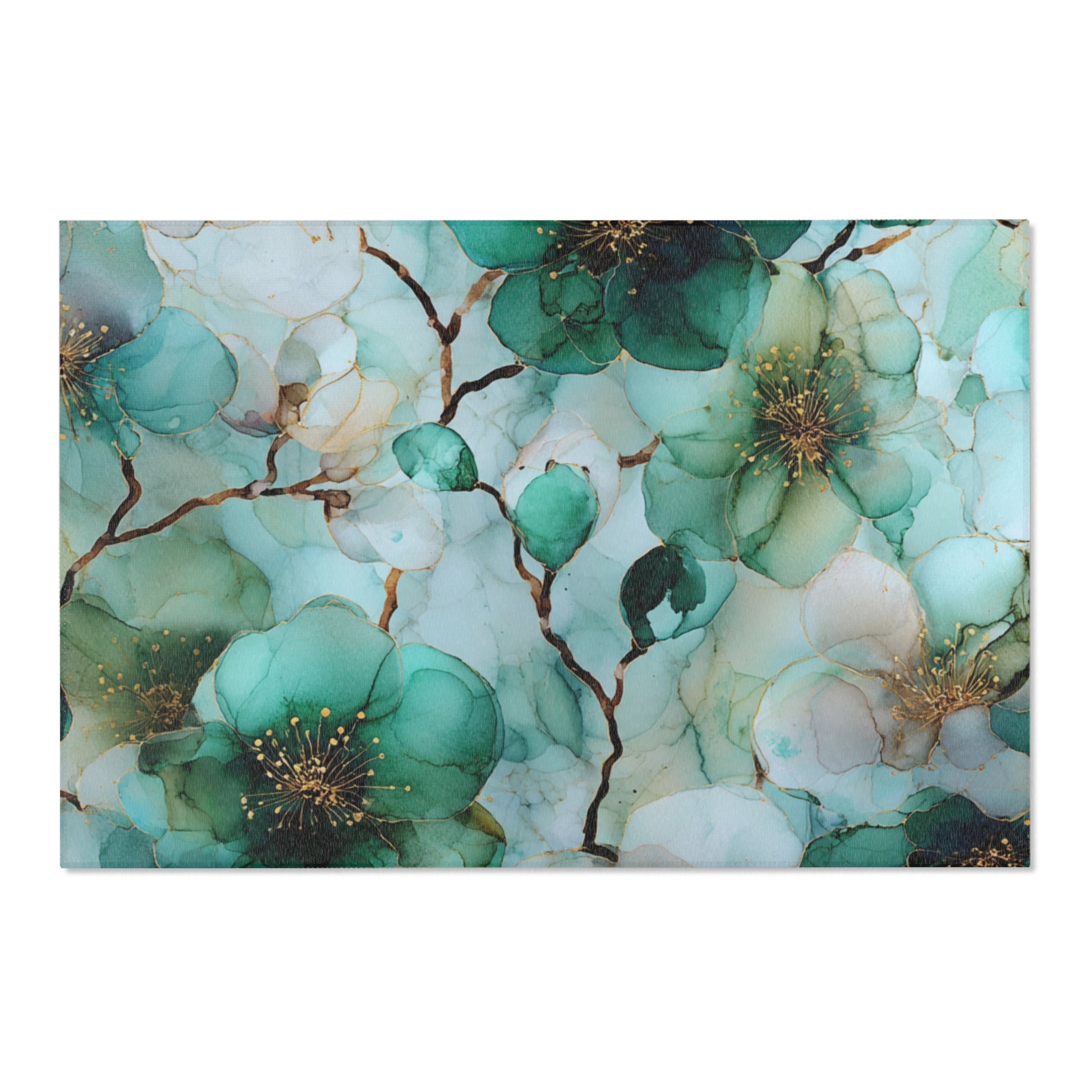 Abstract Area Rug | Floral Green Watercolor Artsy Rug
