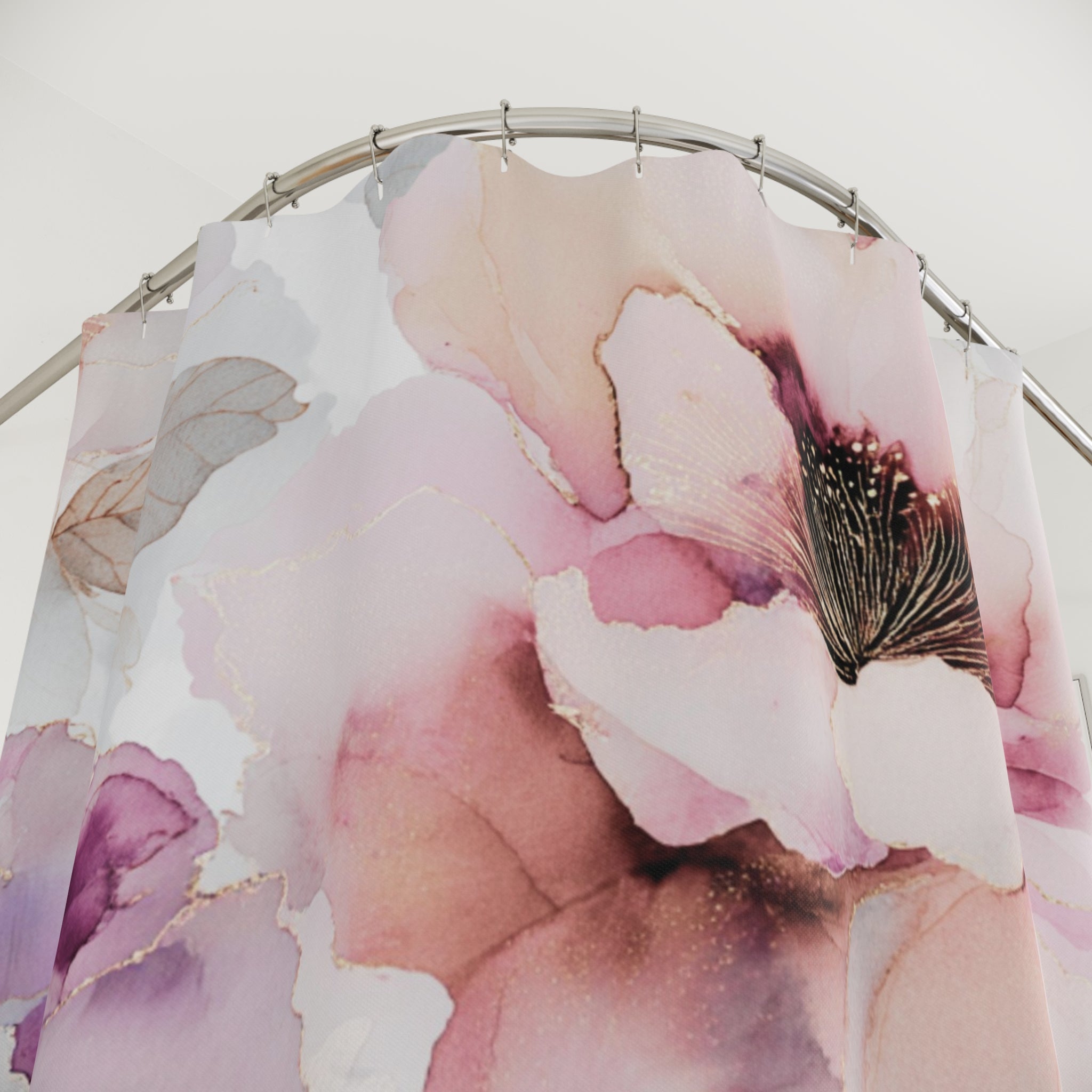 Modern Plum Purple Floral Shower Curtain | Abstract Watercolor