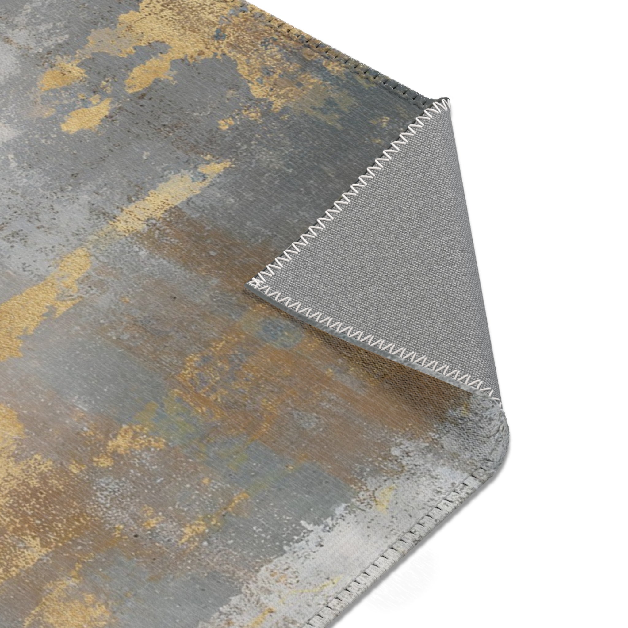 Abstract Large Area Rug | Modern Muted Gold Grey Ombre Watercolor Rug
