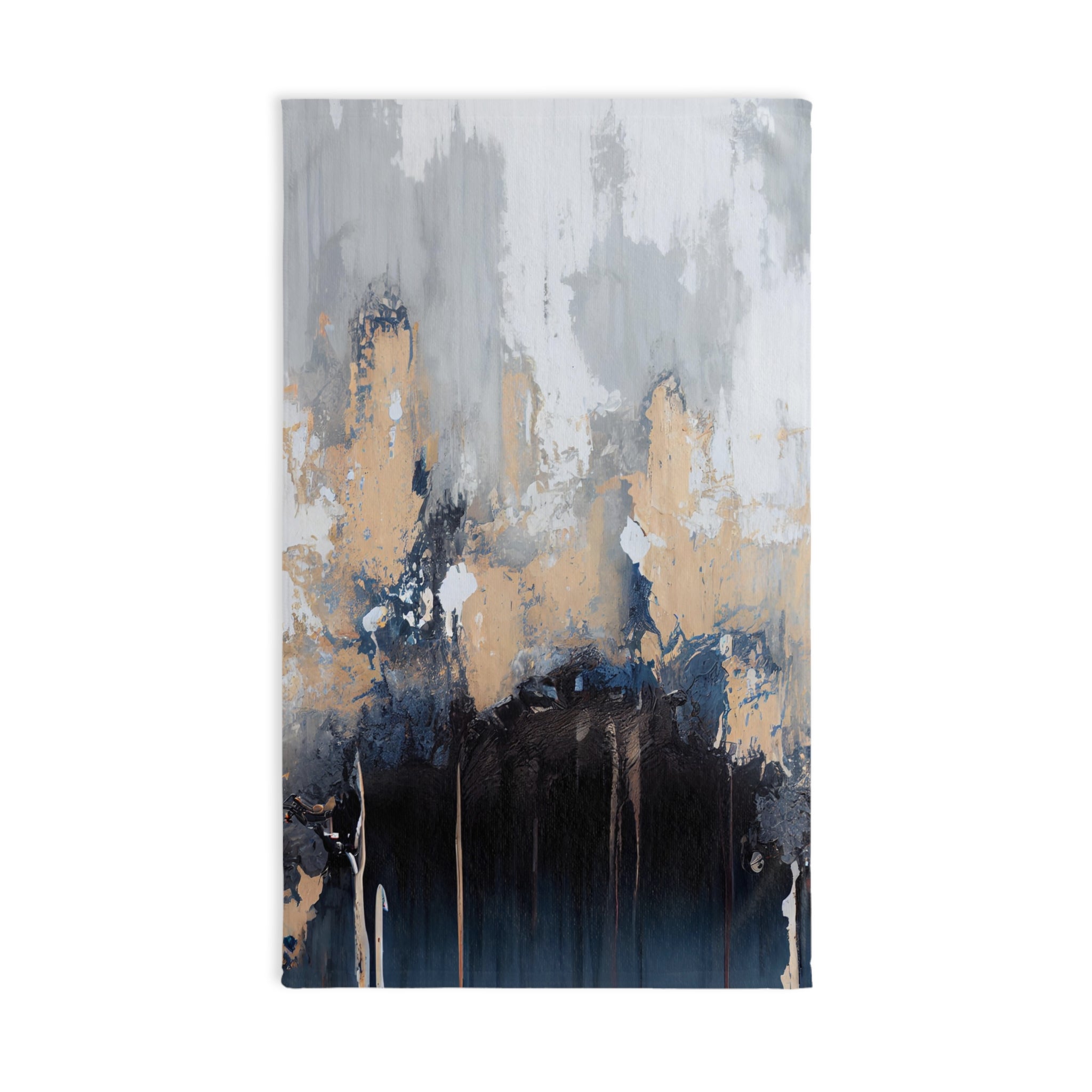 Kitchen, Bath Hand Towel | Abstract Black Navy Blue, Beige Grey