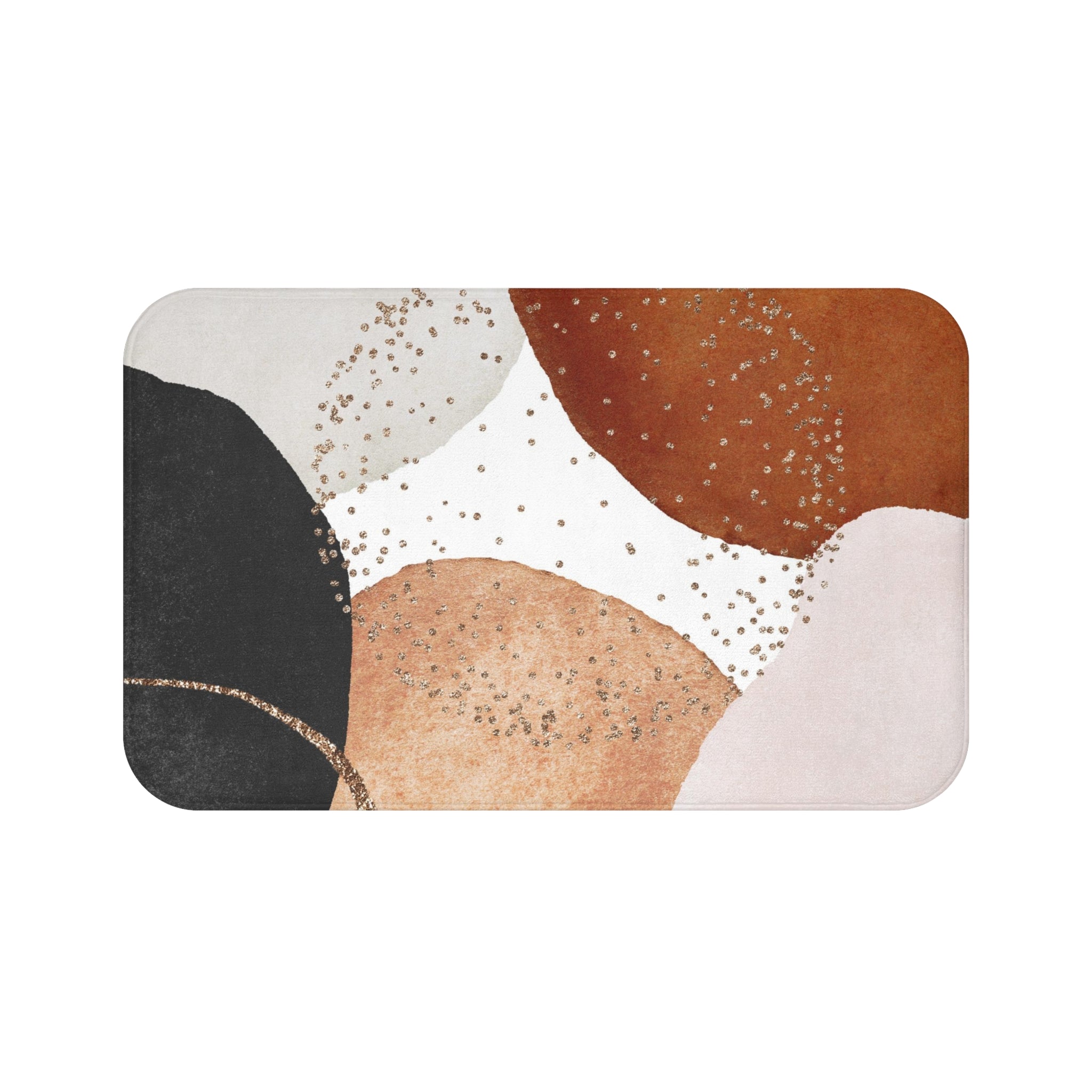 Boho Floral Bath, Kitchen Mat | Modern Rust Beige, Grey Black