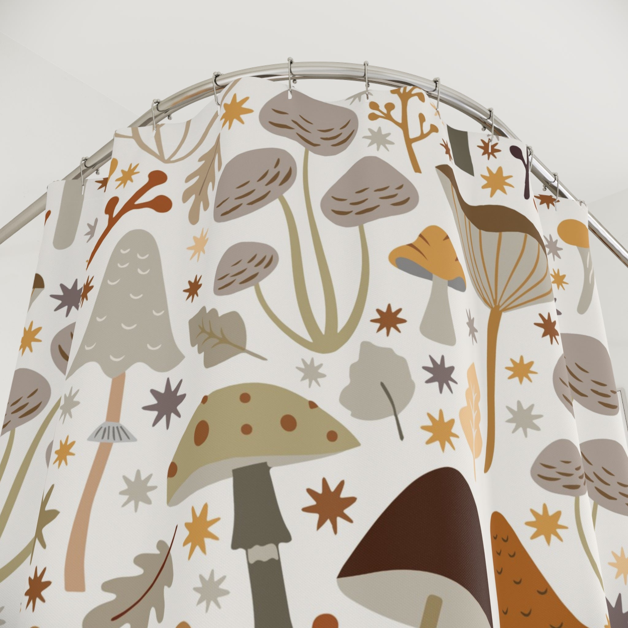 Mushroom shower curtain | Shabby Chic Beige Grey