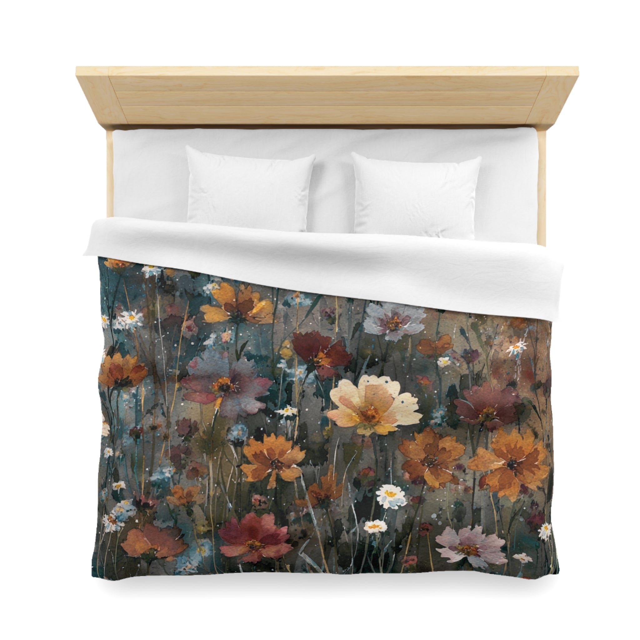 Floral Duvet, Pillow Cover | Teal Orange Bedroom Decor