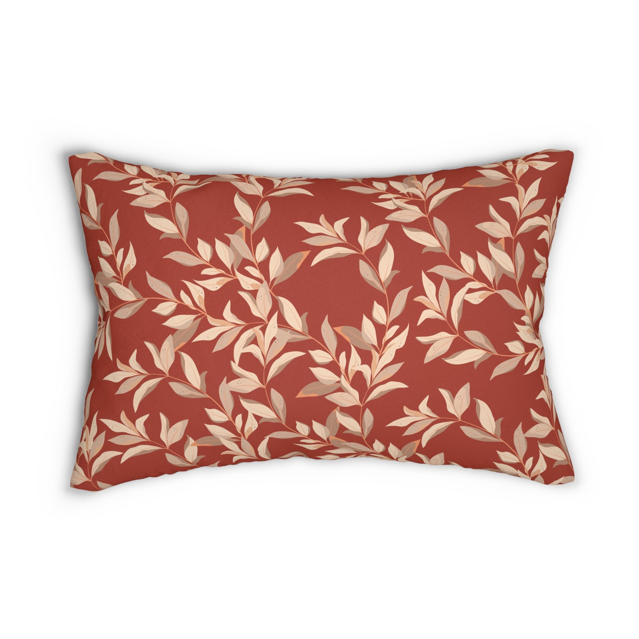 Floral Lumbar Pillow | Red Beige Leaves