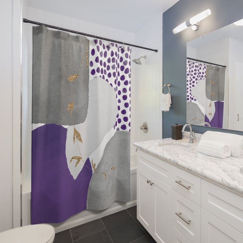 Boho Abstract Shower Curtain | Modern Grey, Lilac Lavender Purple Bathroom Decor