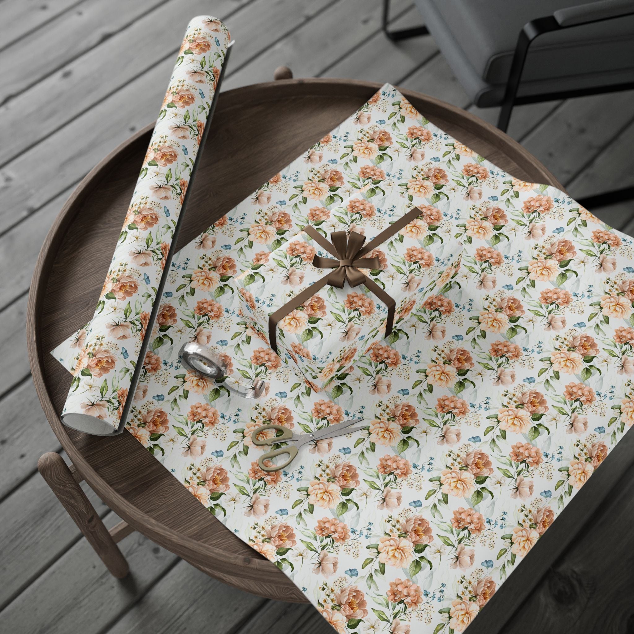 Floral Wrapping Paper, Blush Pink Botanical Gift Wrapping for the Holidays, Birthdays