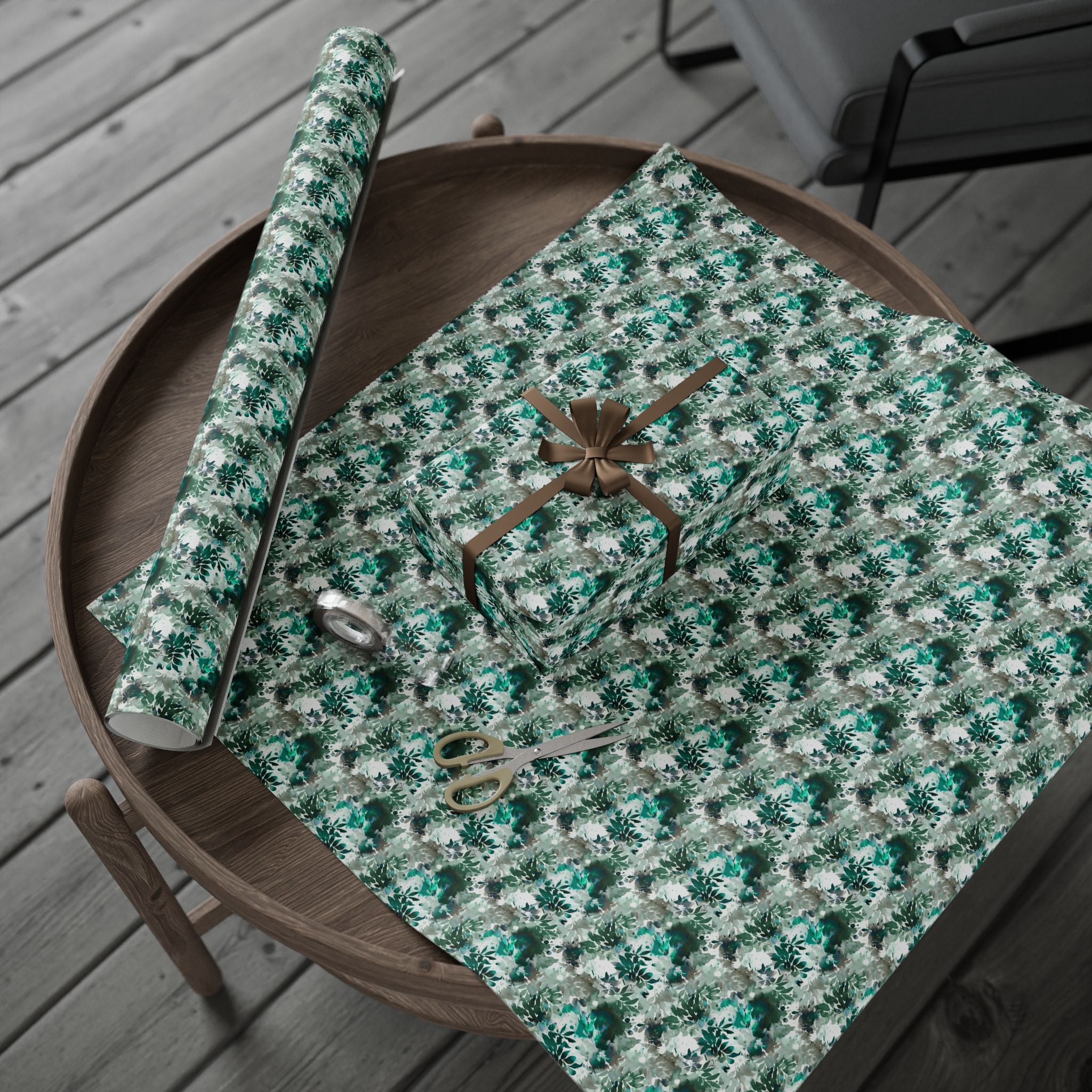 Abstract Leaves Wrapping Paper | Emerald Green Floral Gift Wrap for the Holidays, Birthdays