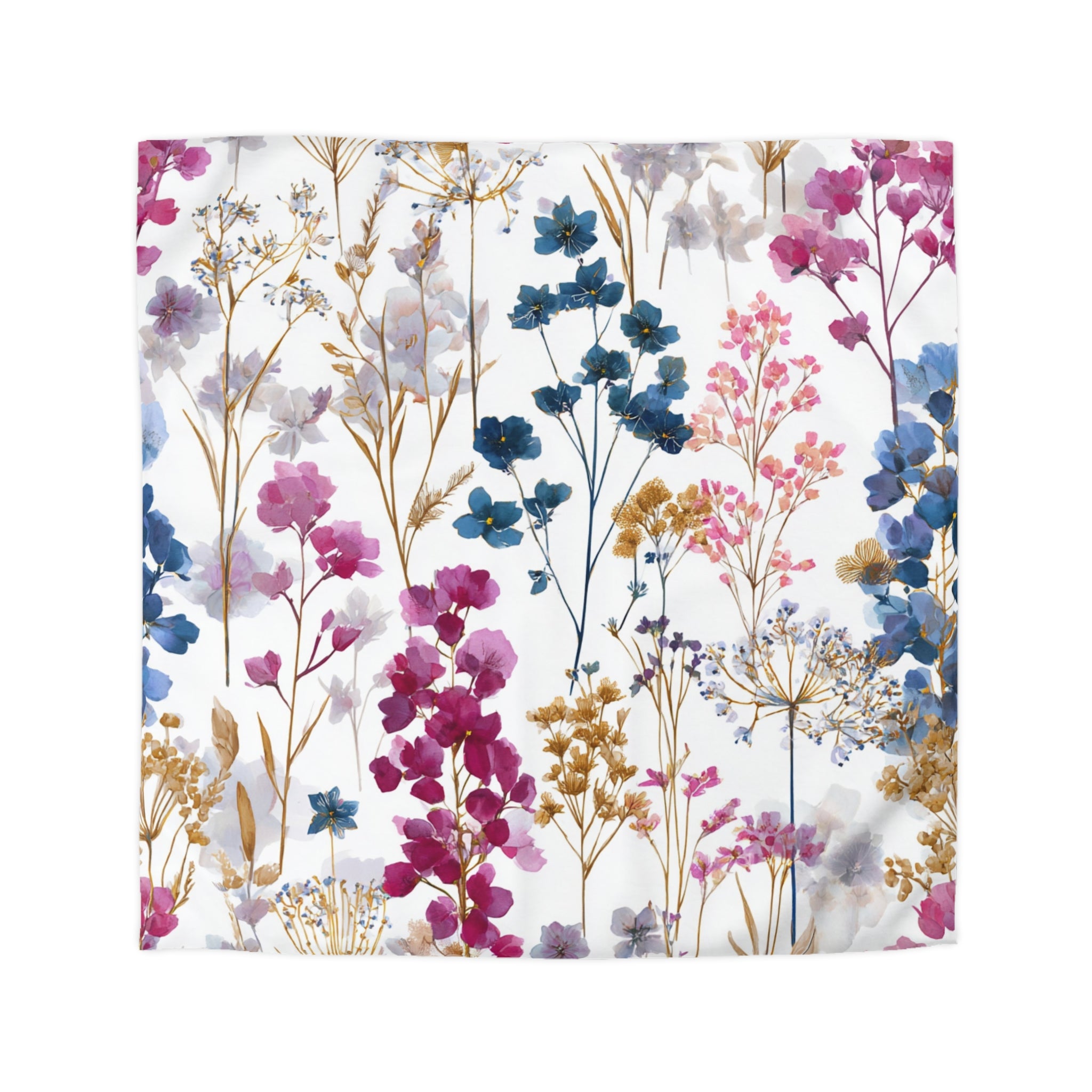 Floral Modern Duvet, Pillow Cover | White Pink Blue Bedroom Decor