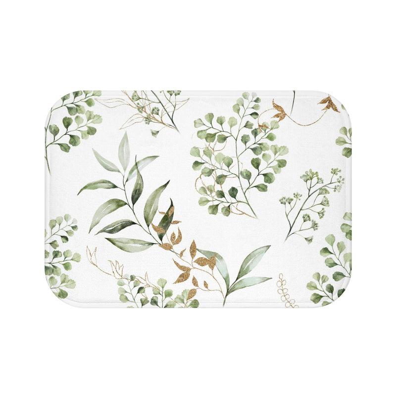 Floral Bath, Kitchen Mat | White Sage Green Leaves