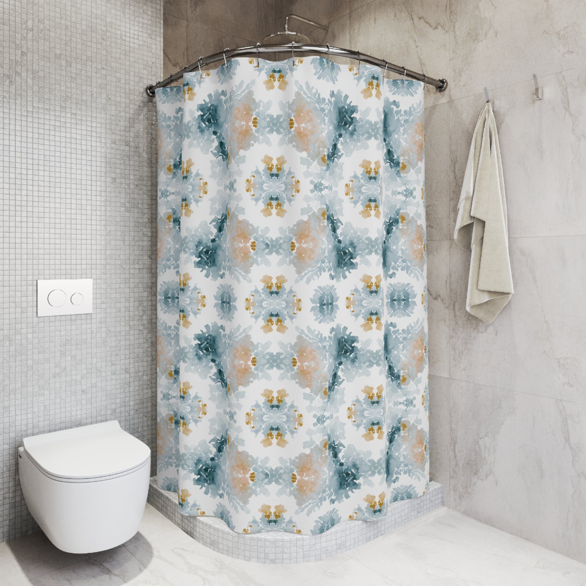 Coastal Shower Curtain | Blue Blush Mirrored Art