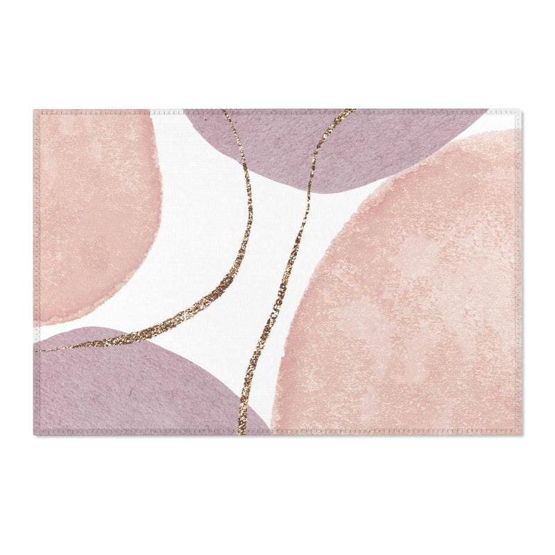 Abstract Boho Rectangle Area Rug | Modern Blush Pink, Lavender Purple