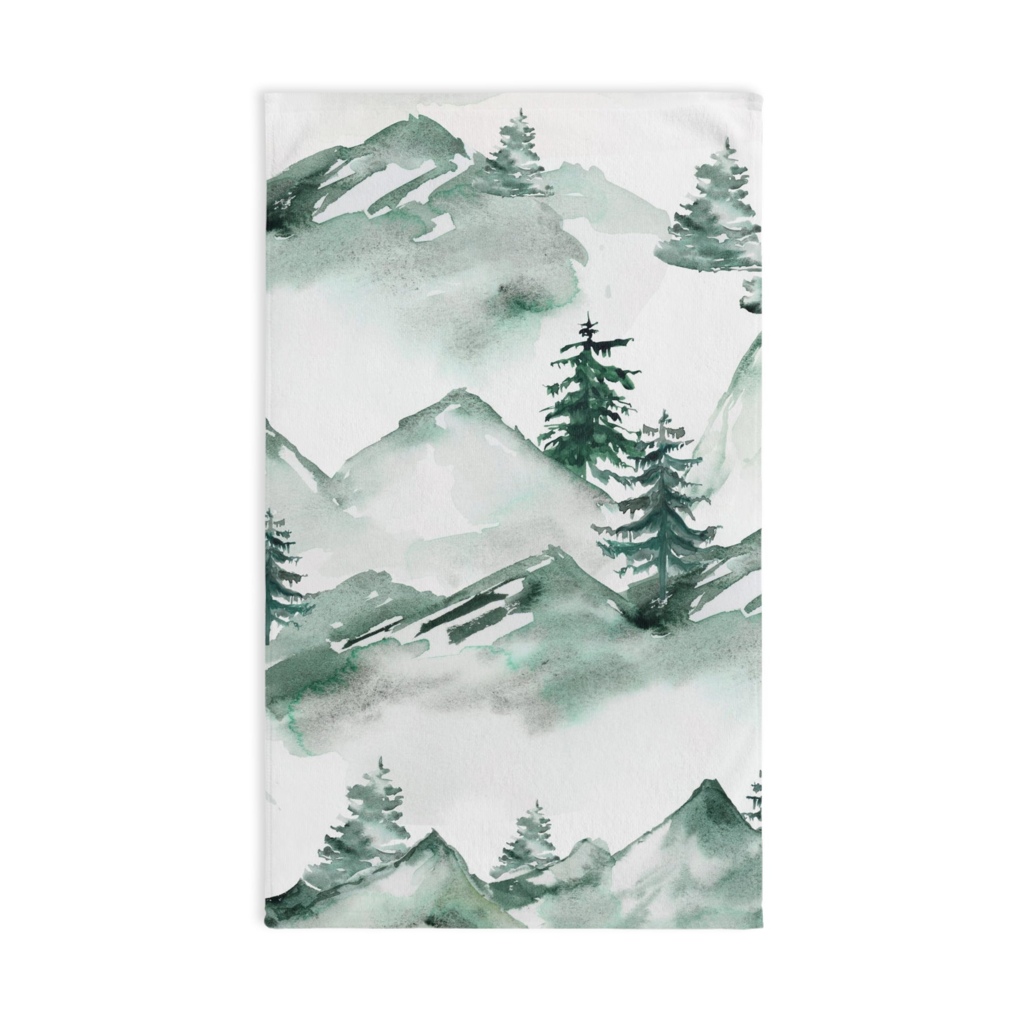 Floral Boho Kitchen, Bath Hand Towel | White Sage Green Leaves