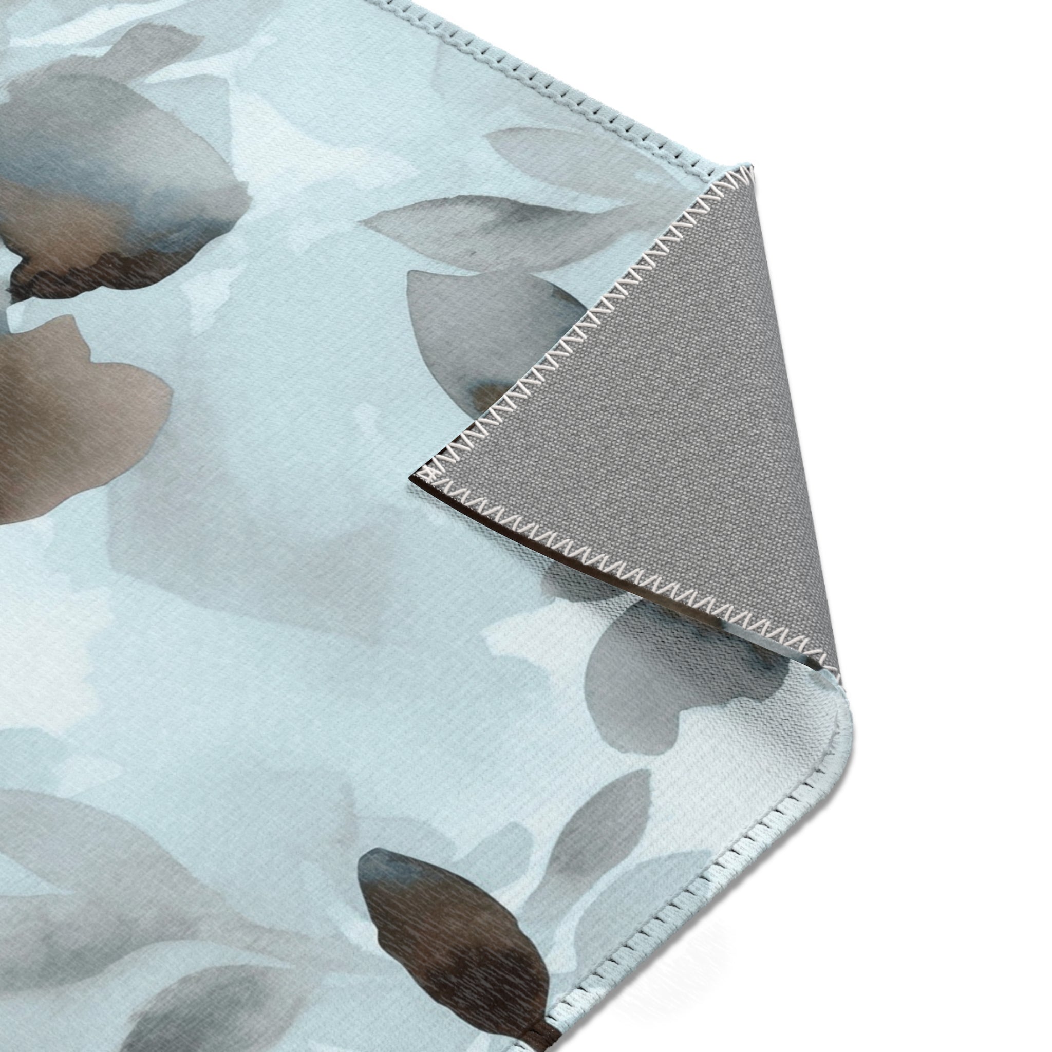 Abstract Floral Area Rug | Pale Blue Brown Watercolor