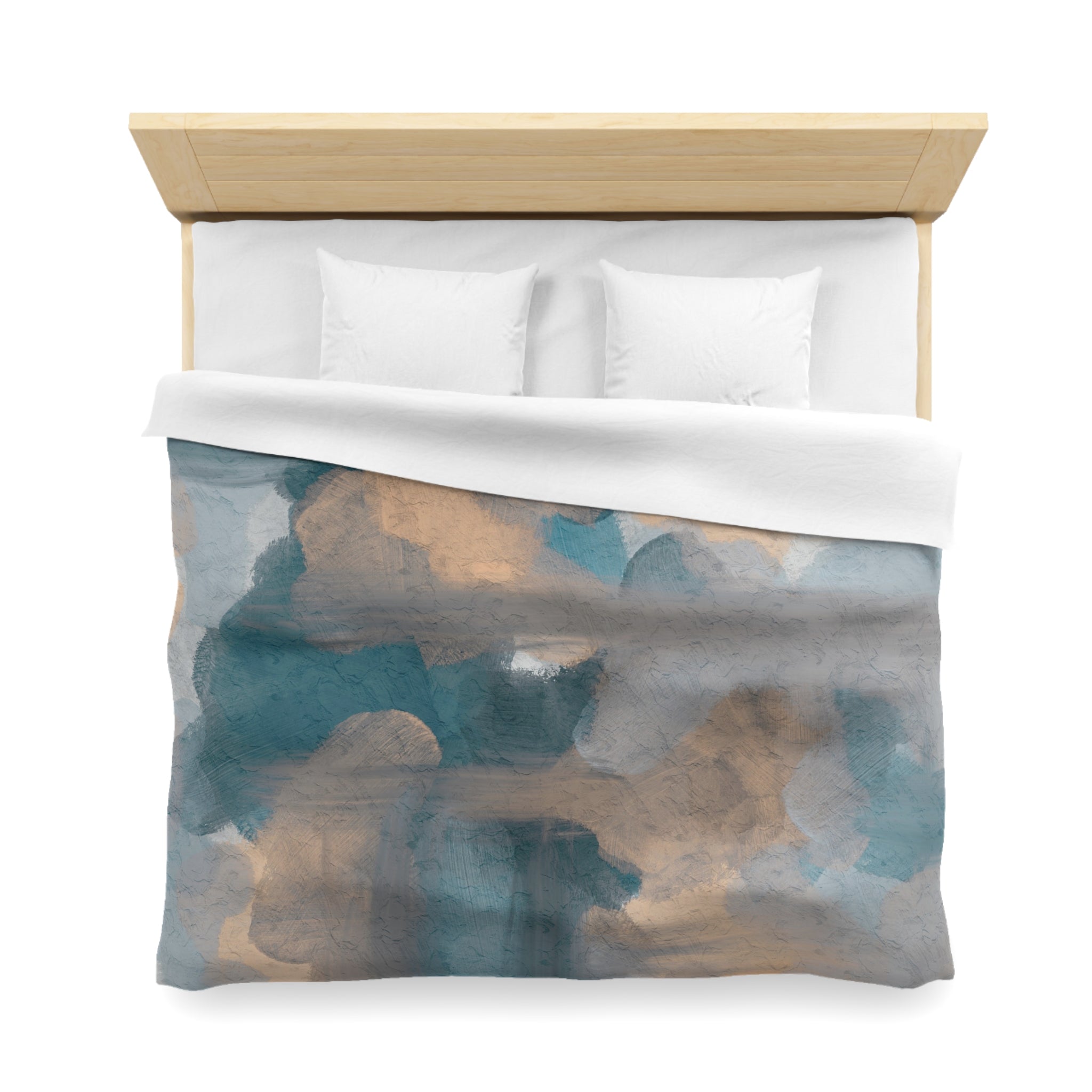 Abstract Duvet, Pillow Cover | Blue Beige Bedroom Decor