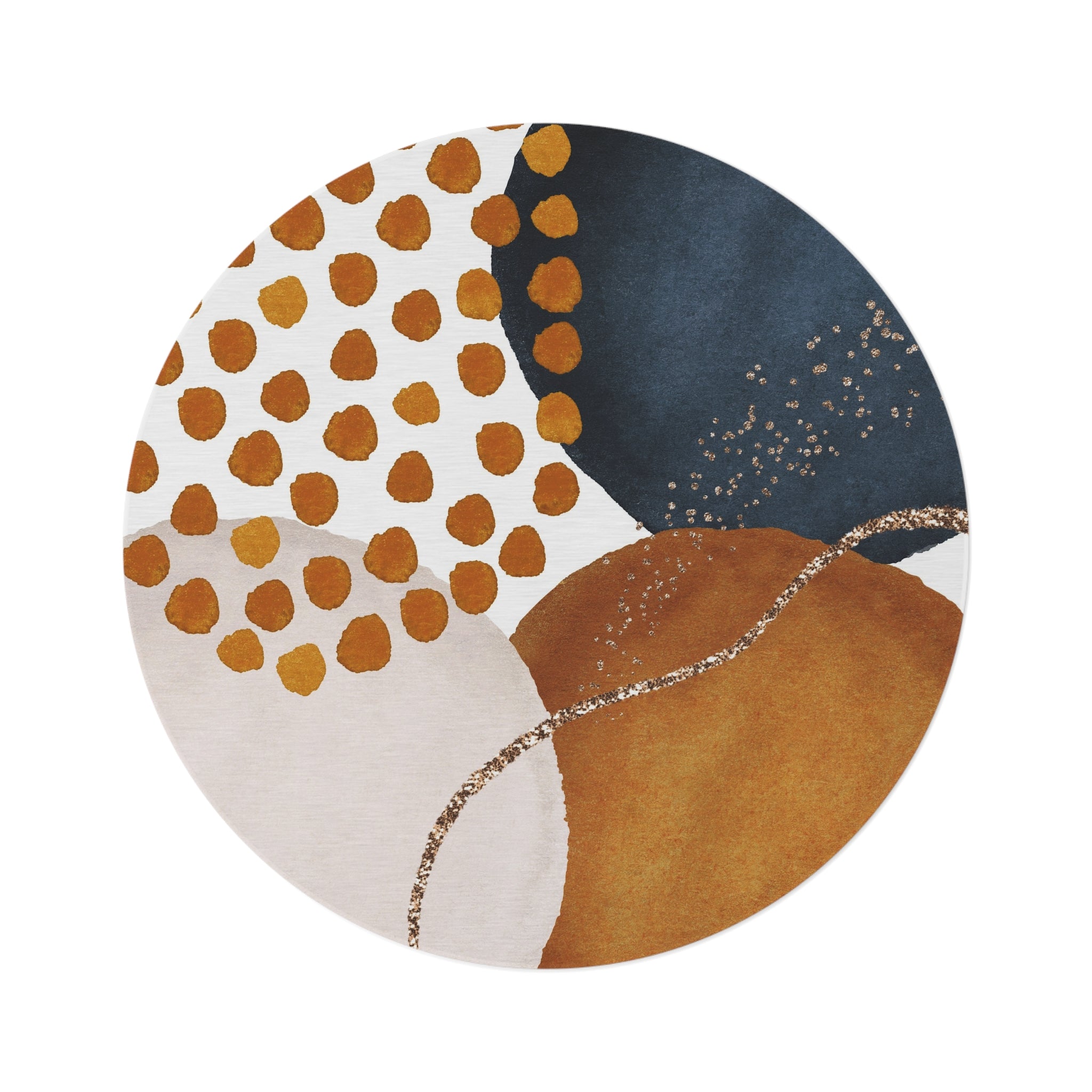 Watercolor Round Area Rug | Burnt Orange, Navy Beige