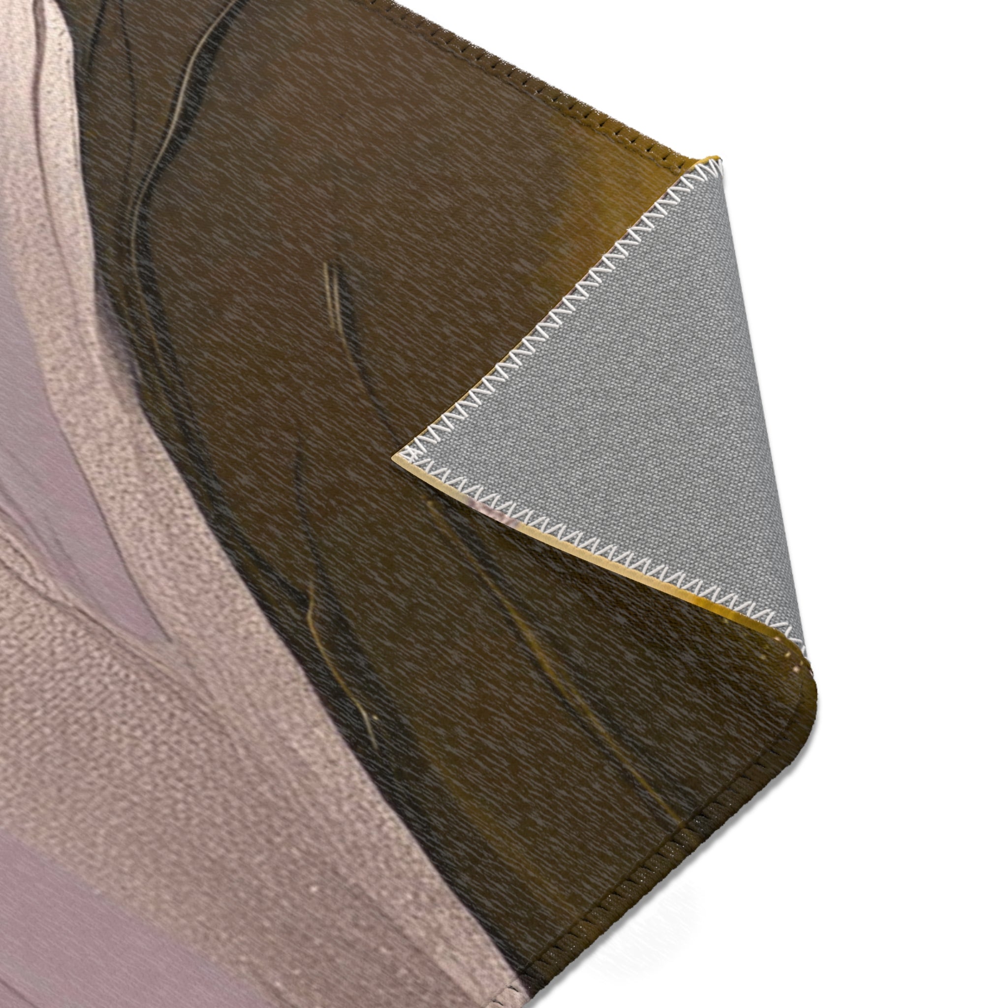 Abstract Area Rug | Muted Gold, White Yellow Brown Mauve