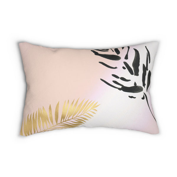 Floral Lumbar Pillow | Pastel White Lavender, Gold Black