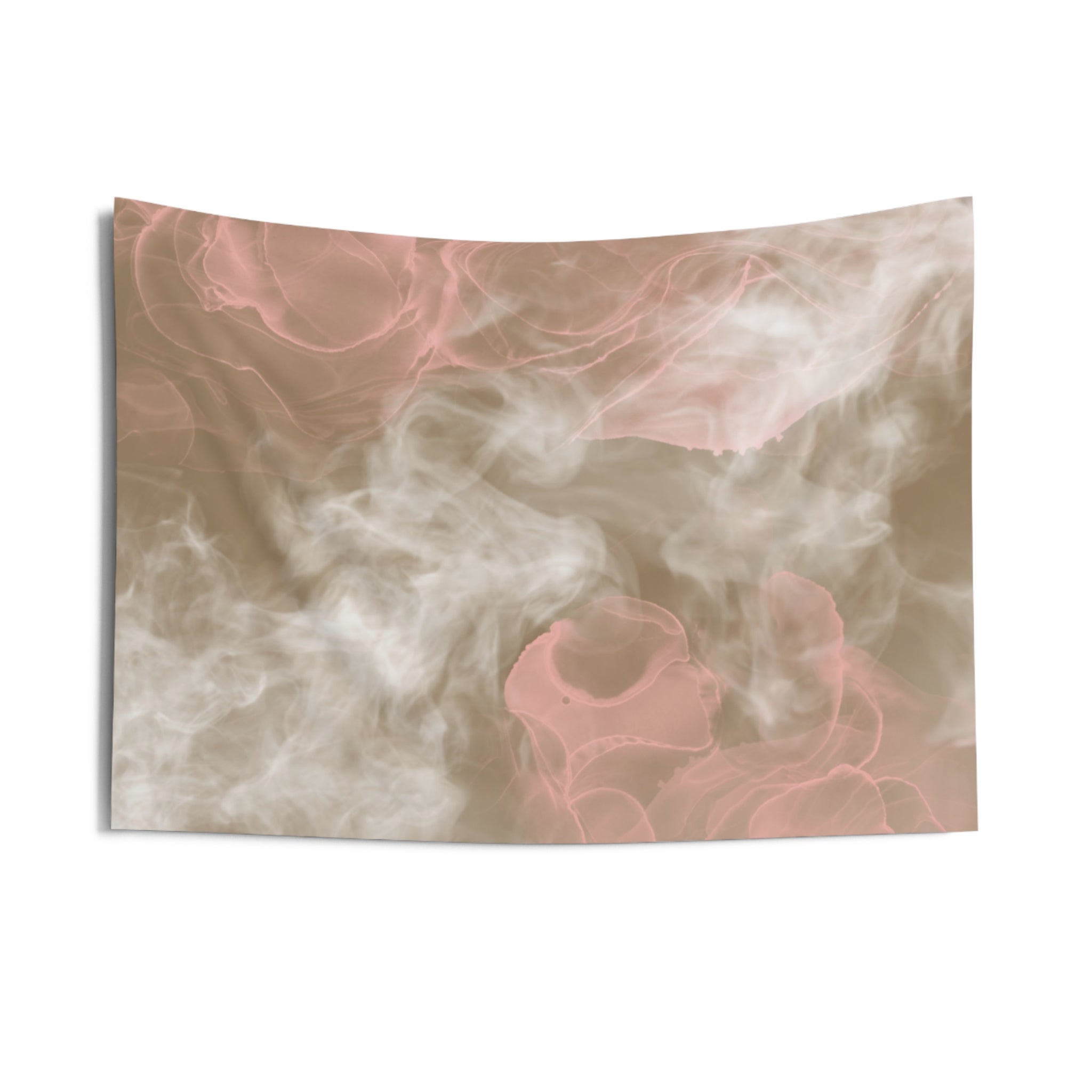 Abstract Wall Hanging Fabric Tapestry; Beige Pink Watercolor