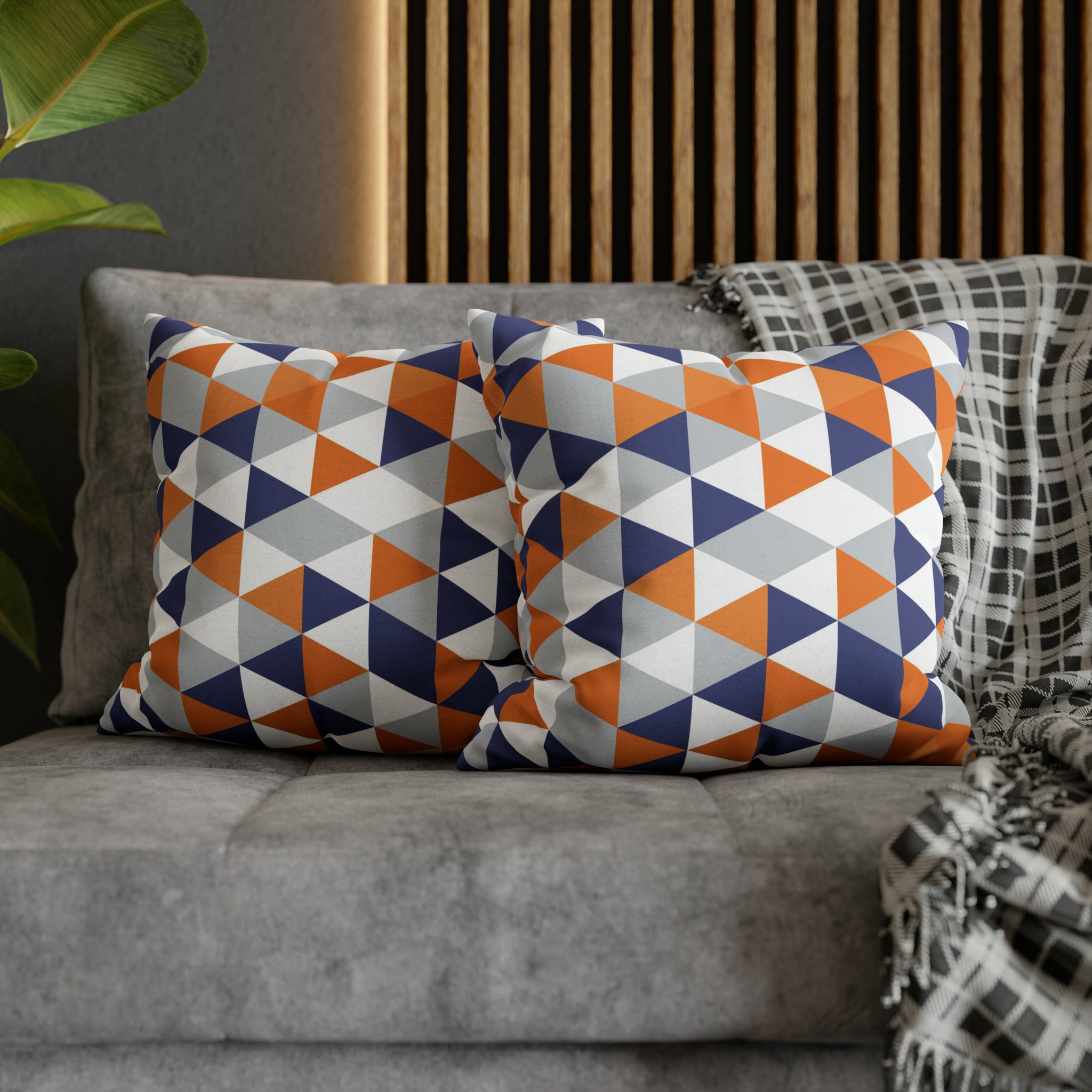 Abstract Pillow Cover | Orange Blue White Gray Geometric