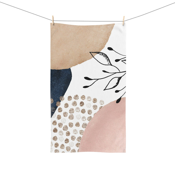 Abstract Kitchen, Bath Hand Towel | Blush Pink, White, Black Beige Towel