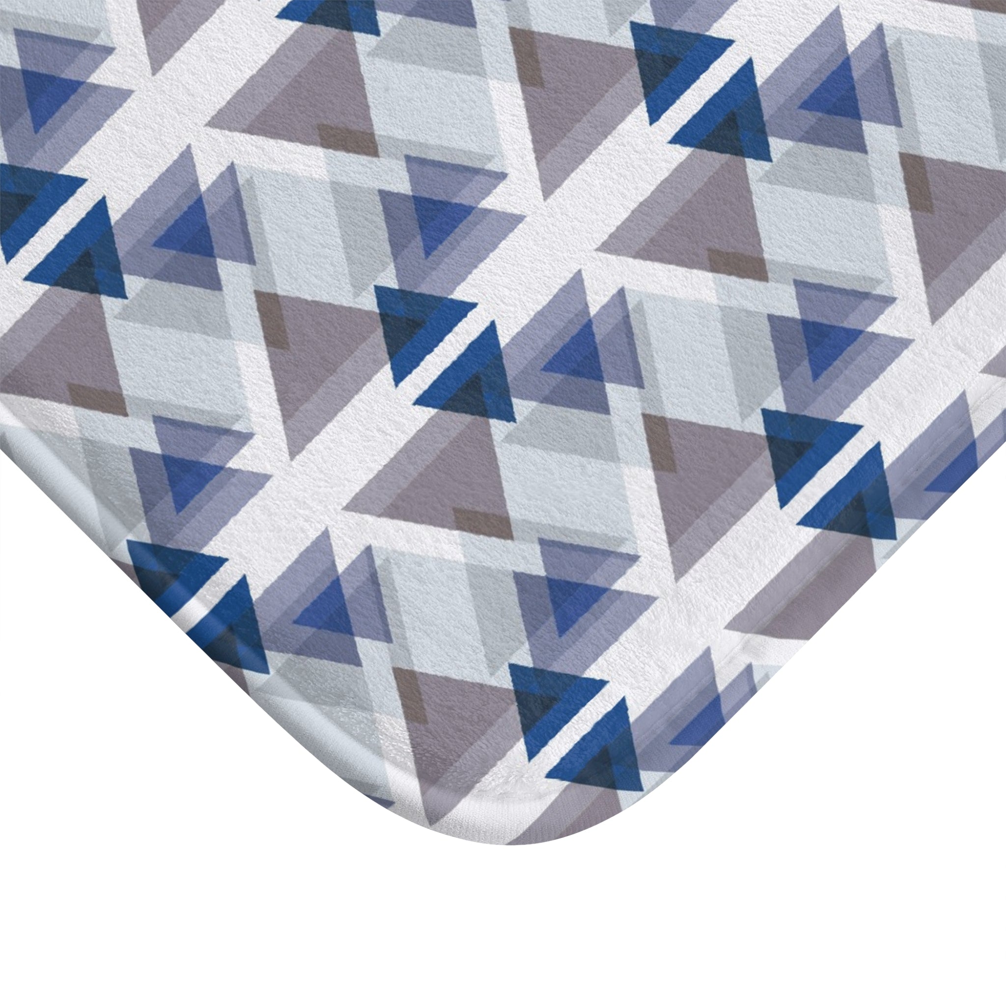 Geometric Bath Mat | Blue White Taupe Kitchen Mat