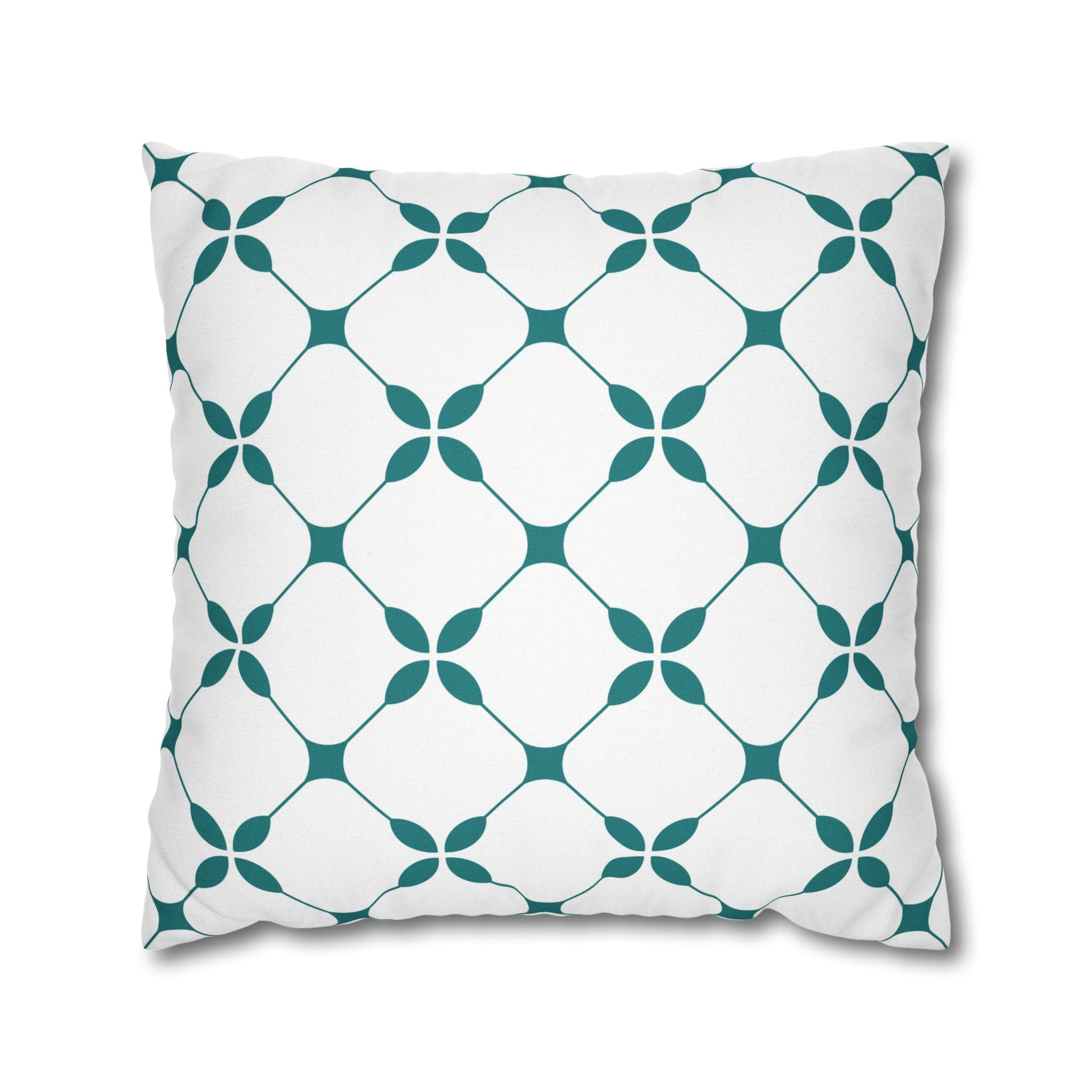 Abstract Pillow Cover | White Teal Minimalist Geometric