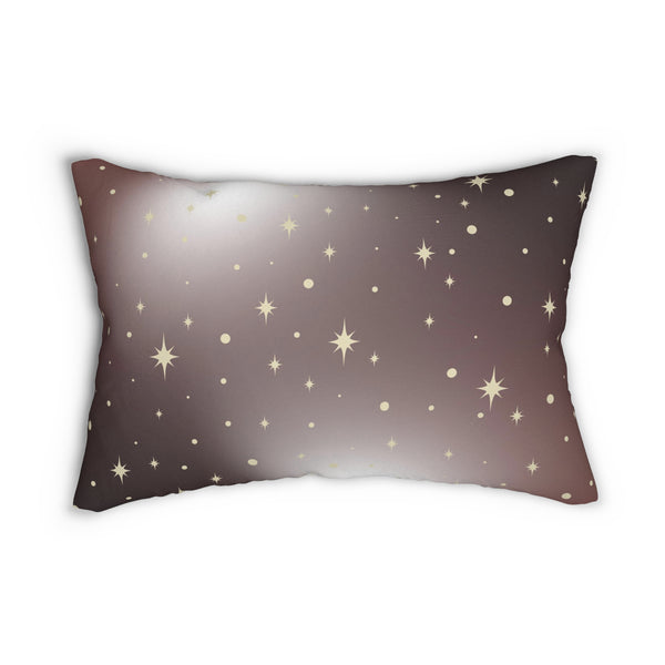 Abstract Lumbar Pillow | Brown White Ombre , Beige Boho Stars