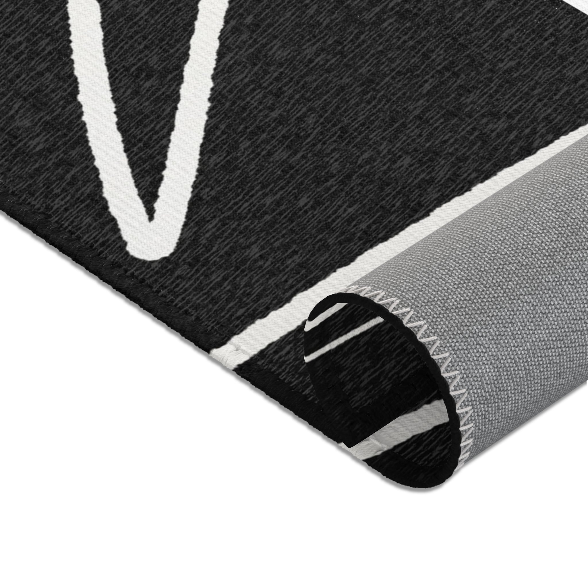 Abstract Ombre Area Rug | Black White Rustic Rug