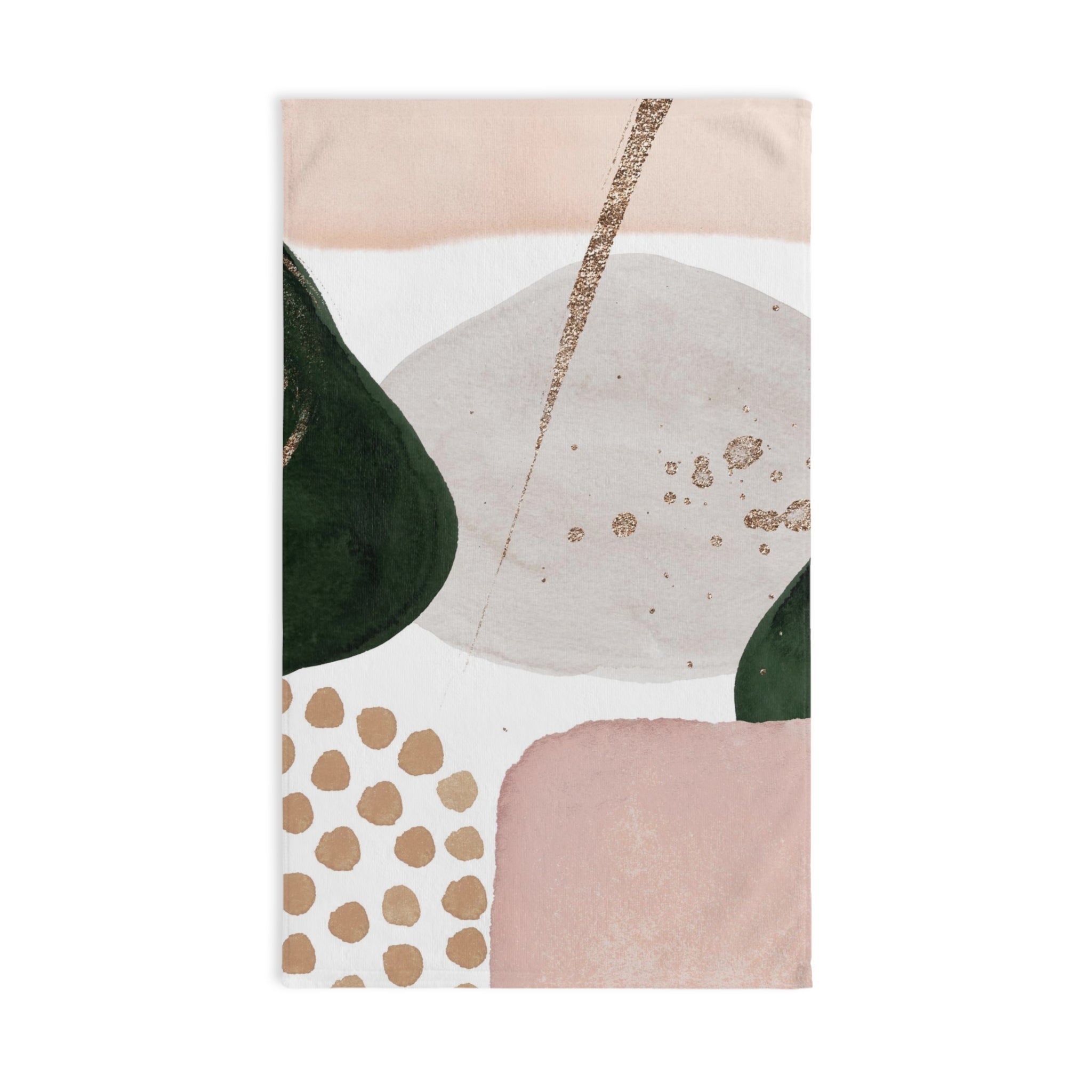 Abstract Kitchen, Bath Hand Towel | Green Ivory, Blush Pink Beige