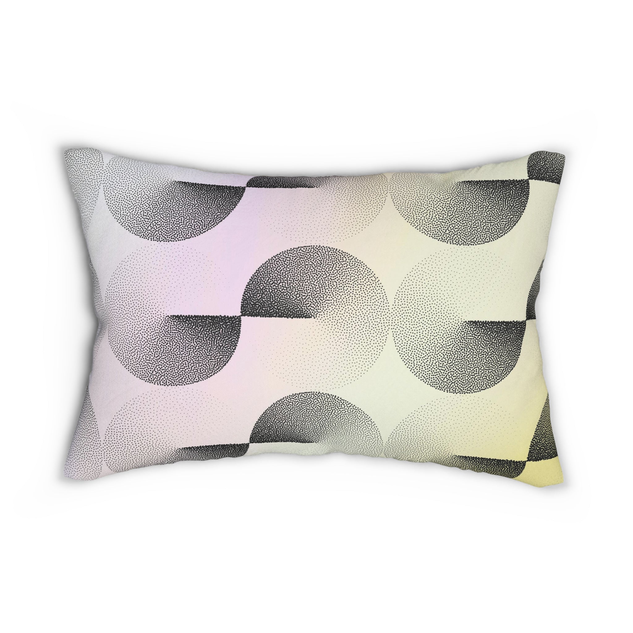 Abstract Lumbar Pillow | Pastel Yellow Lavender, Black Gray