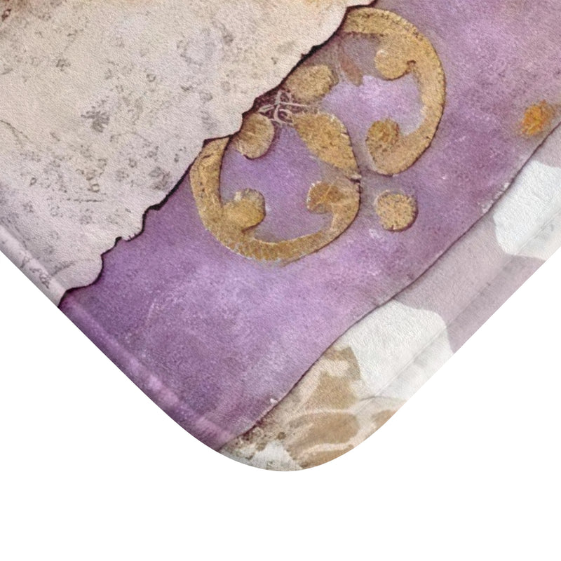 Boho Bath Mat, Kitchen | Bohemian Lilac Purple, Beige