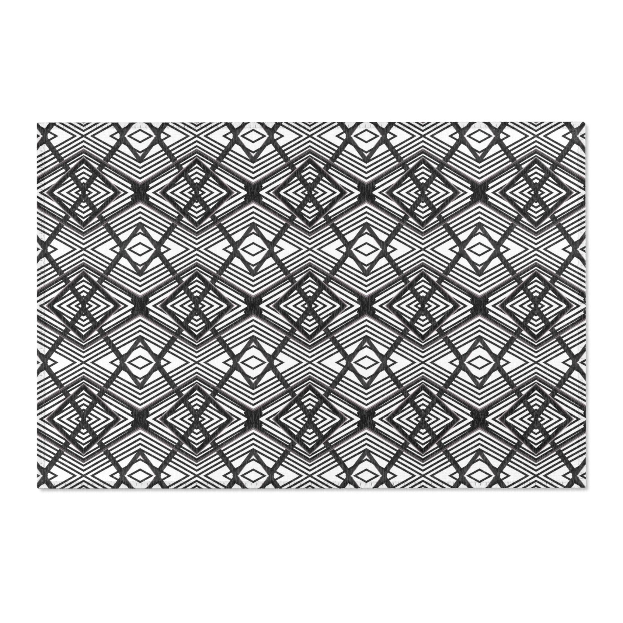 Abstract Area Rug | Geometric Black White Artsy Rug