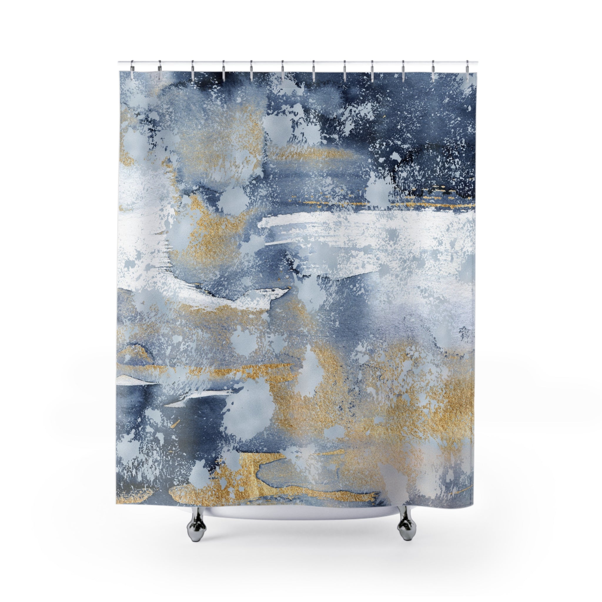 Rustic Blue White Shower Curtain | Beige Ombre, Sky Blue