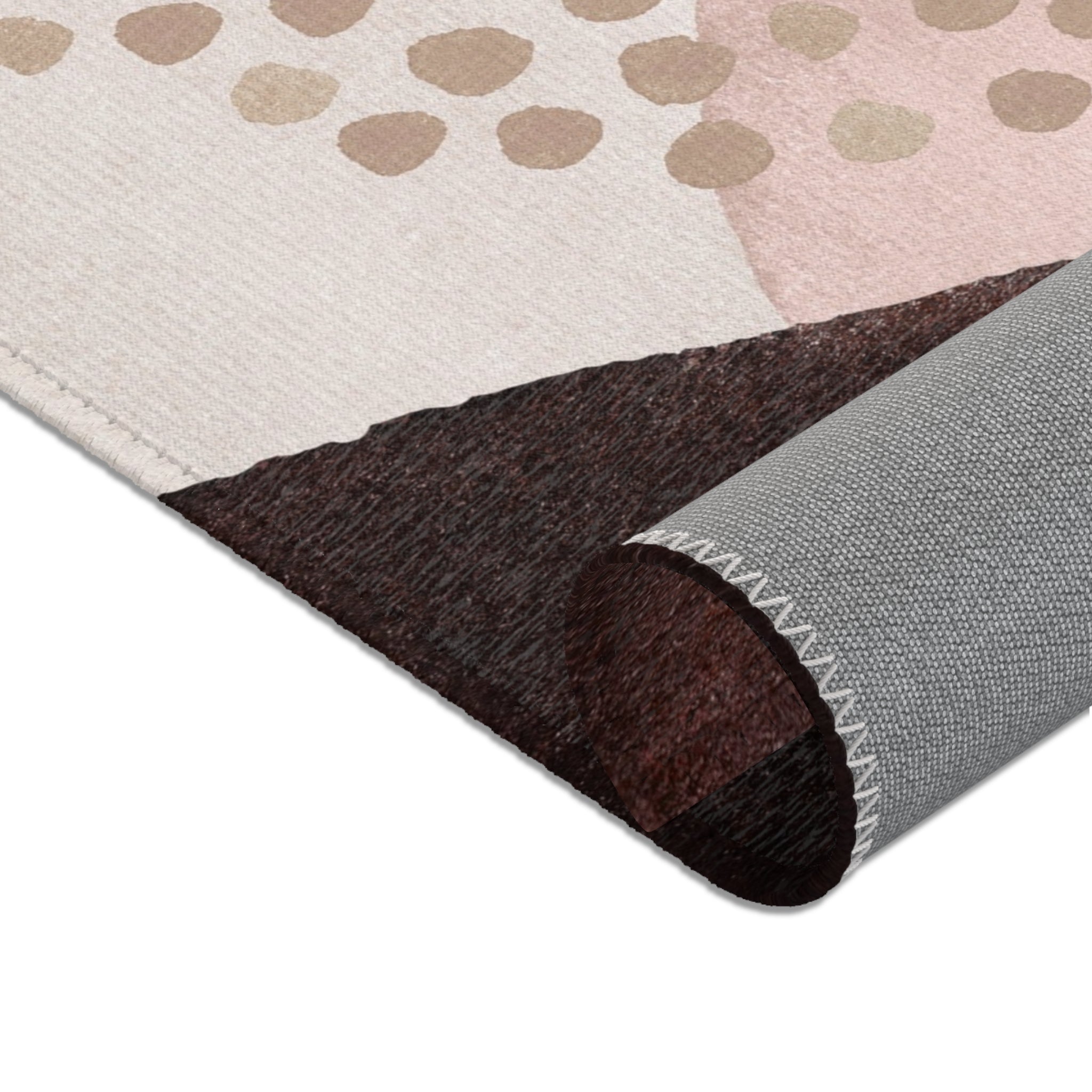 Abstract Area Rug | Watercolor Blush Pink Beige, Fade Brown