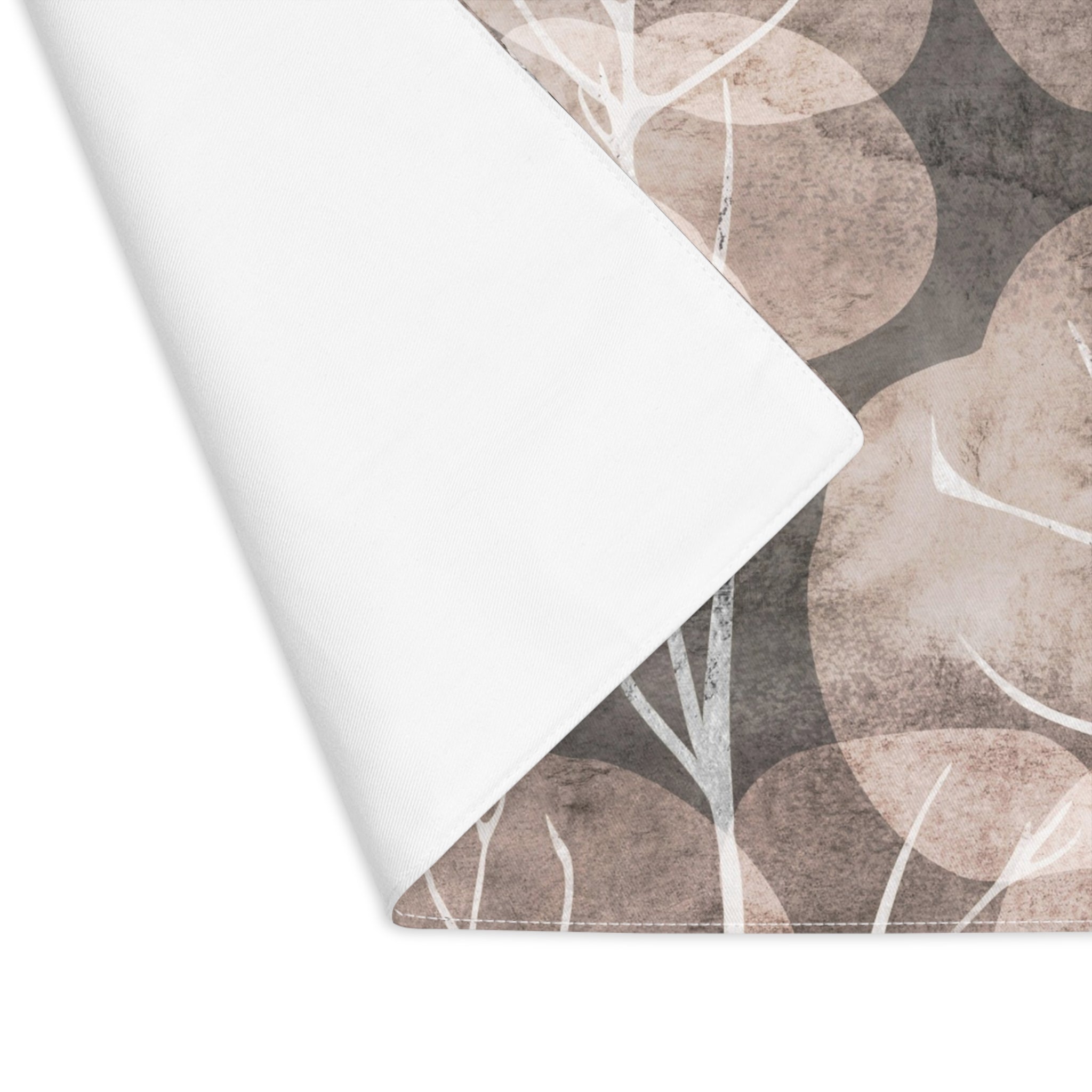 Placemat - Floral Dining Table Placemats, Watercolor Taupe White Leaves